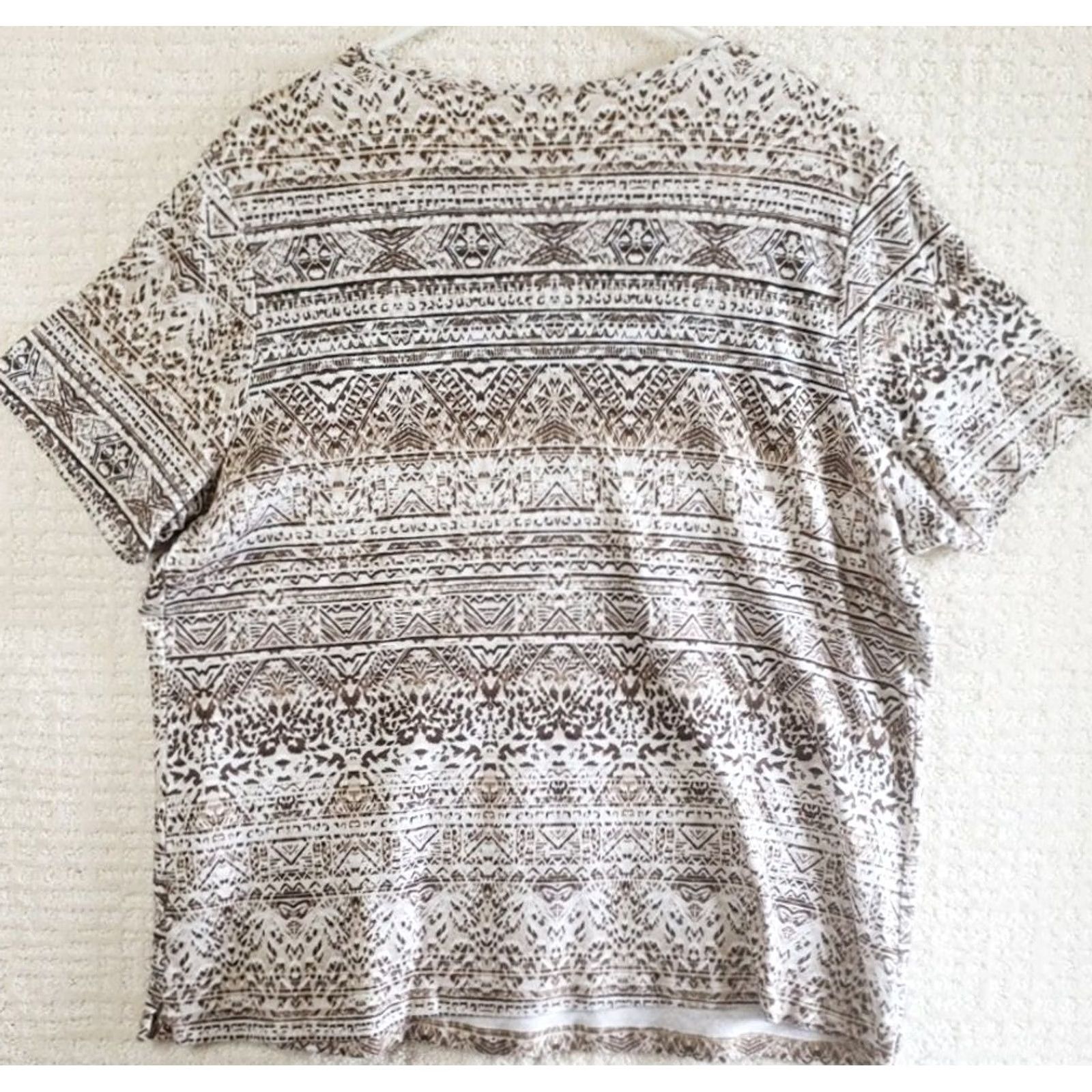 Vintage Kim Rogers Womens Top Brown White Geometric Short Sleeve Pullover Shirt Shirt Size XL / US 12-14 / IT 48-50 - 6 Thumbnail