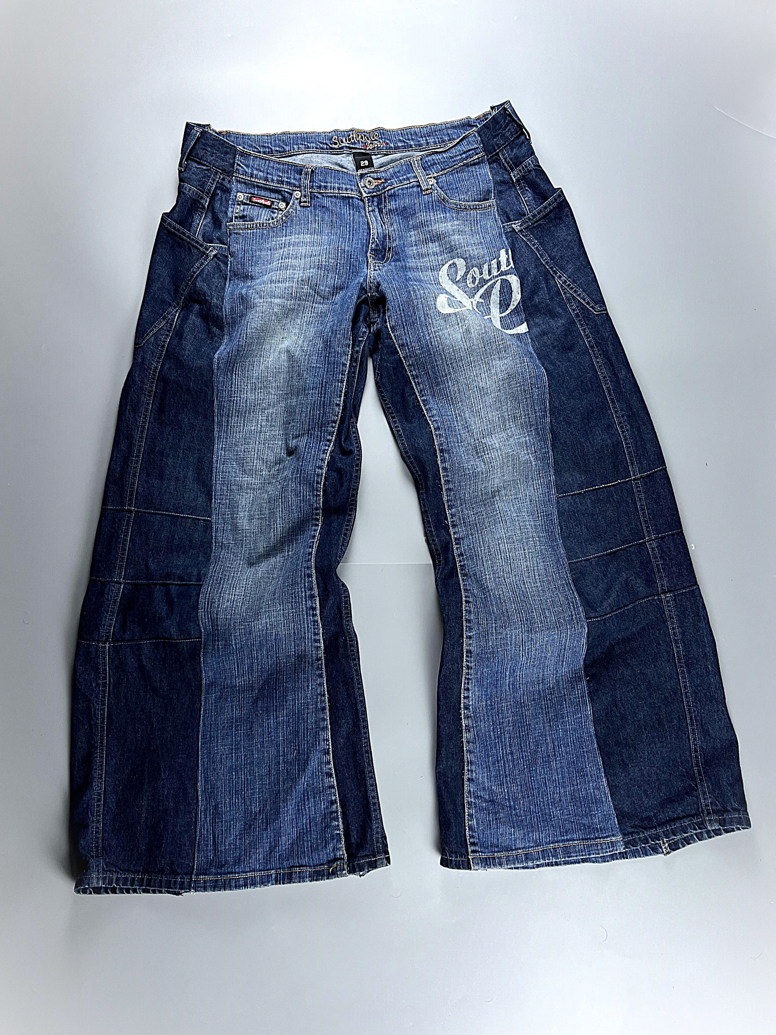 Japanese Brand SOUTHPOLE VINTAGE CRAZY BAGGY FIT REWORK JEAN Size US 34 / EU 50 - 1 Thumbnail