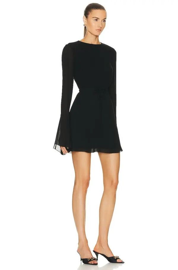 Saint Laurent Paris o1b1hav110525 729752 Open Back Dress in Crepe Viscose Black Size M / US 6-8 / IT 42-44 - 2 Thumbnail
