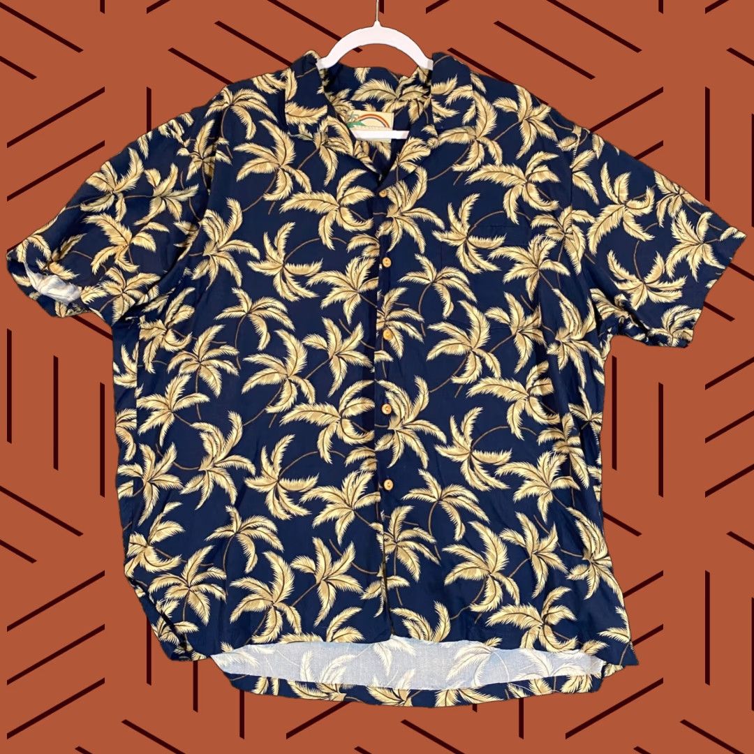 Paradise Found Paradise Found Hawaiian Shirt Mens XL Blue Brown Floral All Over Casual Vacation Shirt Size US XL / EU 56 / 4 - 1 Thumbnail