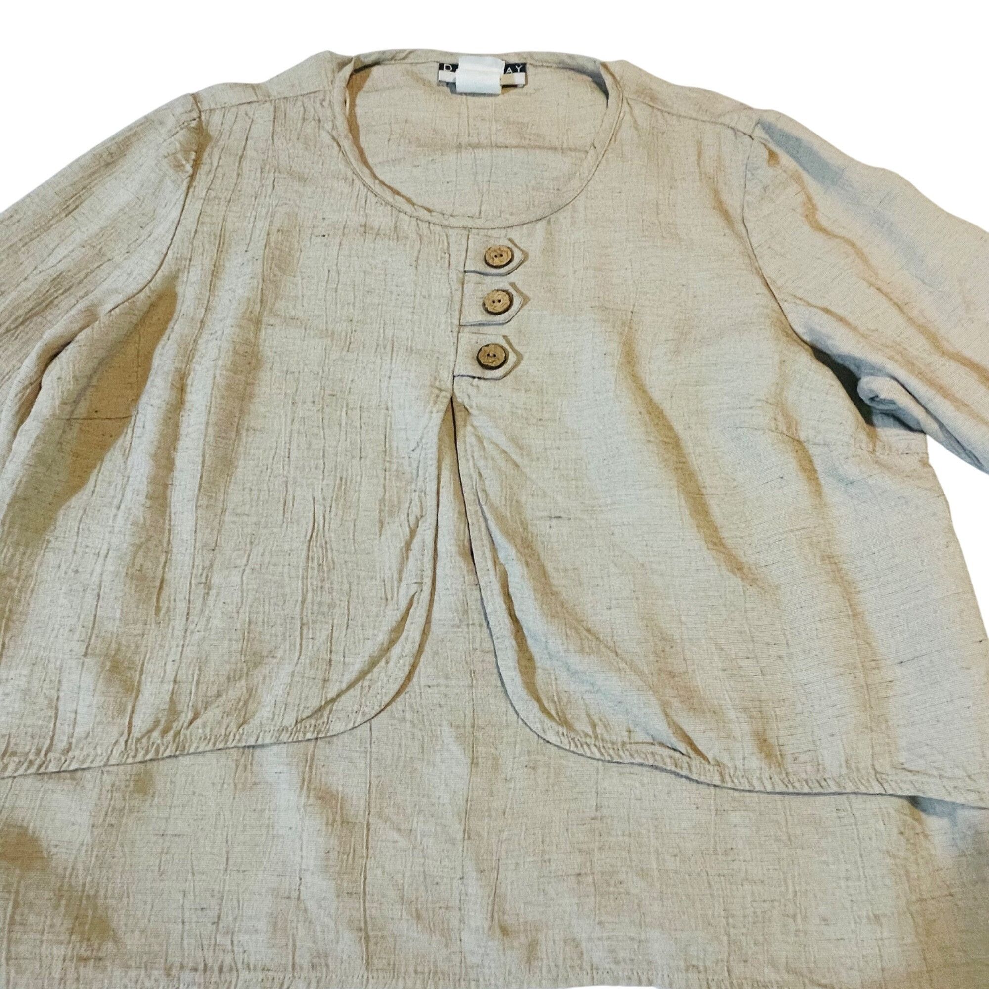 Dana Lee Dana Kay Womens Asymmetrical Beige Top Size 16WP Rayon Blend Size L / US 10 / IT 46 - 2 Thumbnail