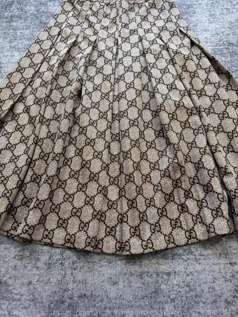 Gucci Gucci Size XS Brown full print long pleated skirt 2504-Nex Size 42" / US 20 - 4 Thumbnail