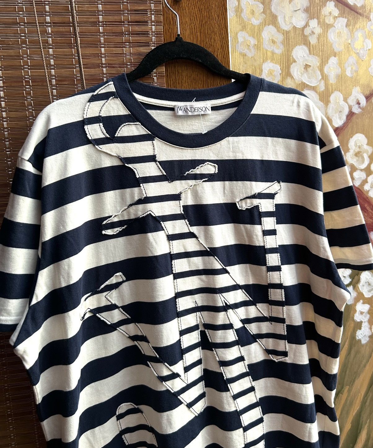 JW Anderson JW Anderson Navy/Off-White Oversize Anchor Striped Tee Size US L / EU 52-54 / 3 - 3 Thumbnail