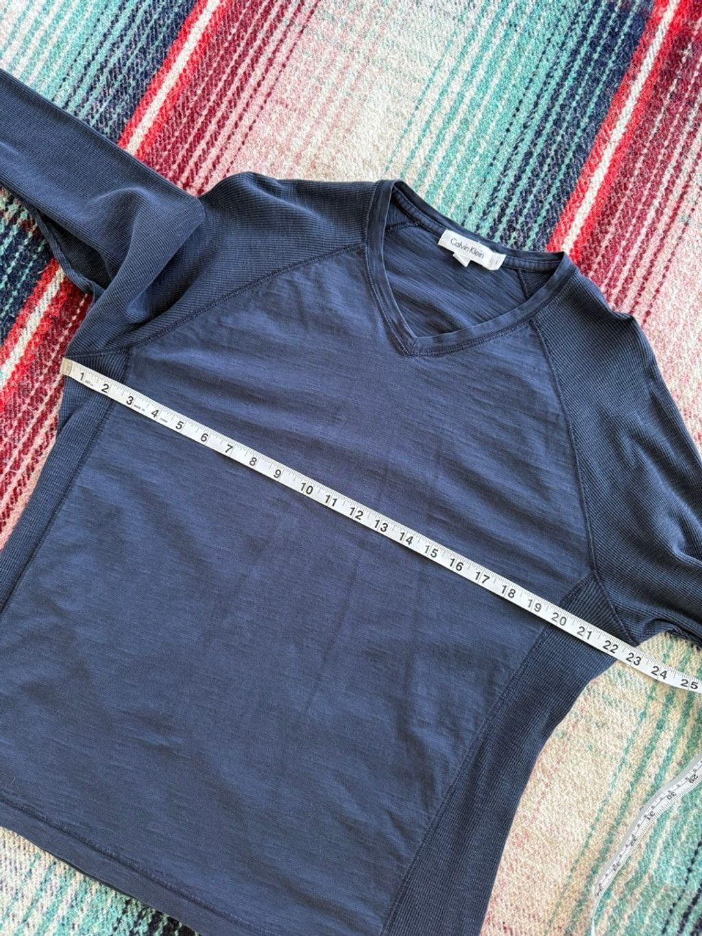 Calvin Klein Calvin Klein Thermal Sleeve V-Neck Sweater L Navy Blue Size US L / EU 52-54 / 3 - 6 Thumbnail