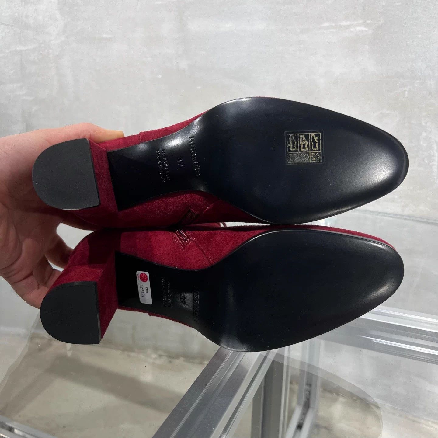 Hermes Hermes Wine Red Kelly Heel Short Boot Silver 37 Size US 6 / IT 36 - 7 Thumbnail