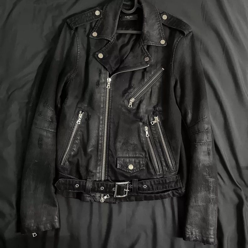 Amiri Amiri 16AW Black Suede Jacket Brushed Motorcycle Denim Jack Size US S / EU 44-46 / 1 - 1 Thumbnail