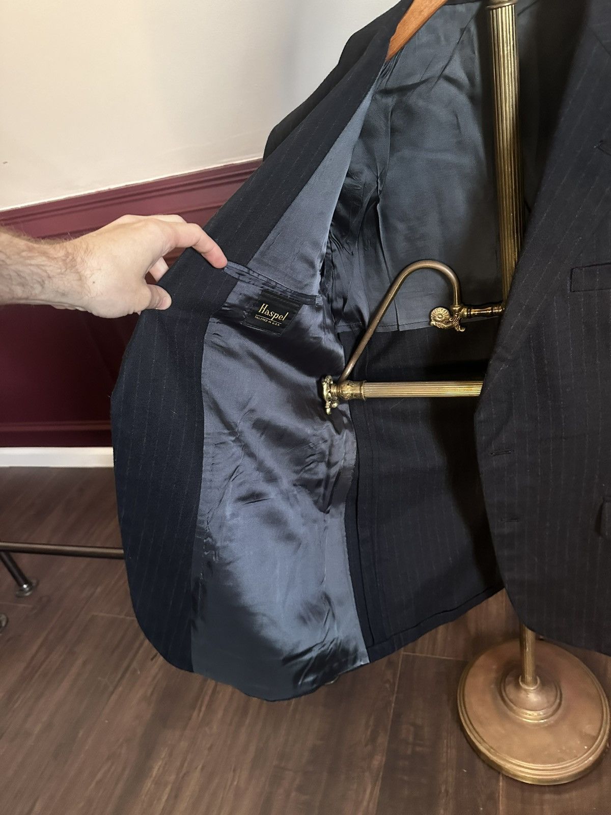 Haspel HASPEL vintage charcoal pinstriped MiUSA jacket Size 40R - 9 Thumbnail