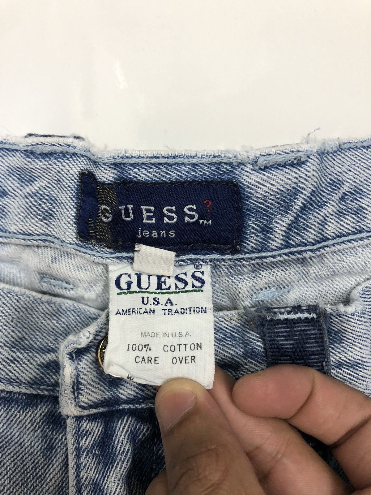 A$AP Rocky × Guess 🔥OG GUESS BLUE WASH USA BAGGY JEANS THRASHED DISTRESS DENIM Size US 32 / EU 48 - 8 Thumbnail