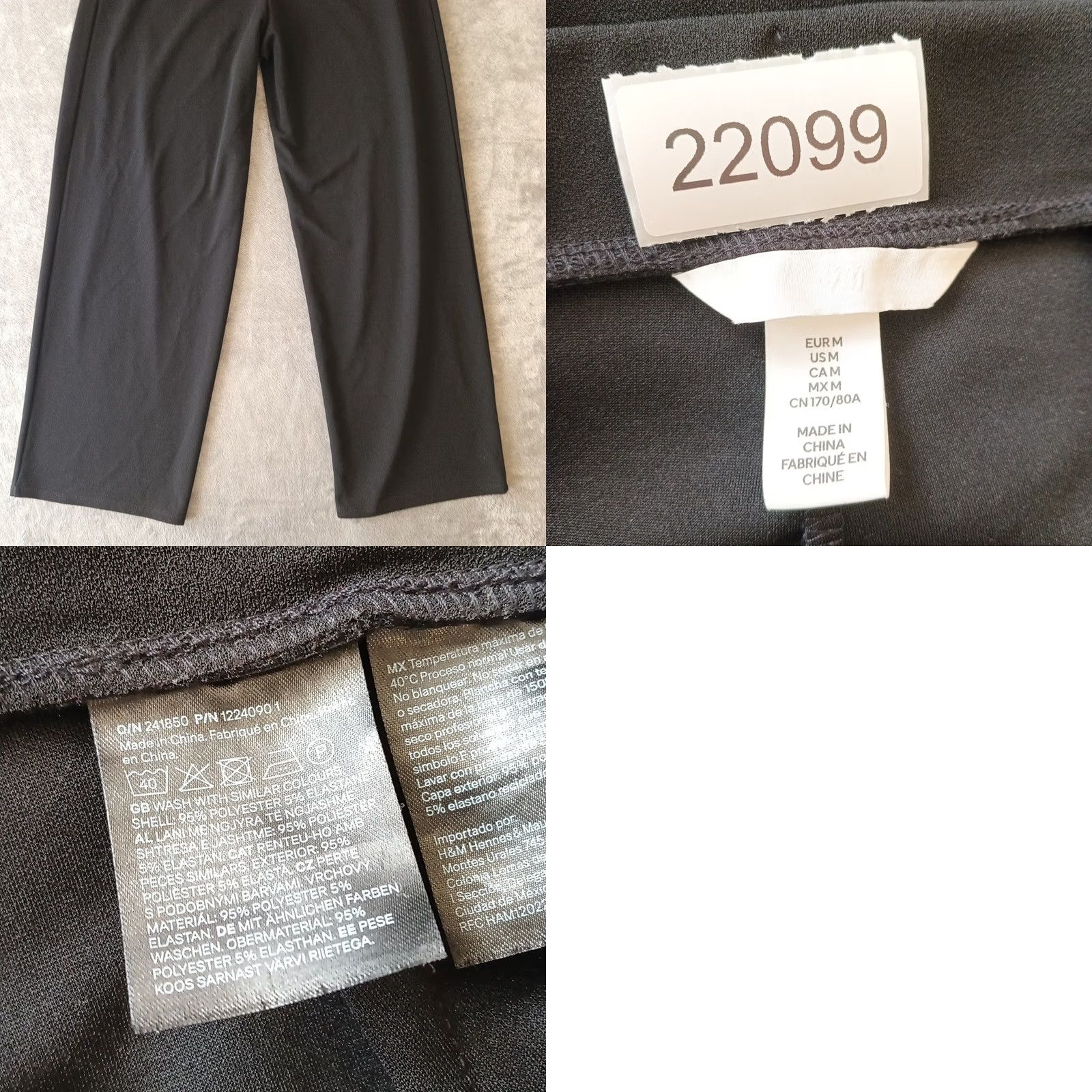 H&M H&M Dress Pants Womens Medium Black Wide Leg Pull On Pleated Buckle Accent 28x29 Size 32" / US 10 / IT 46 - 8 Thumbnail