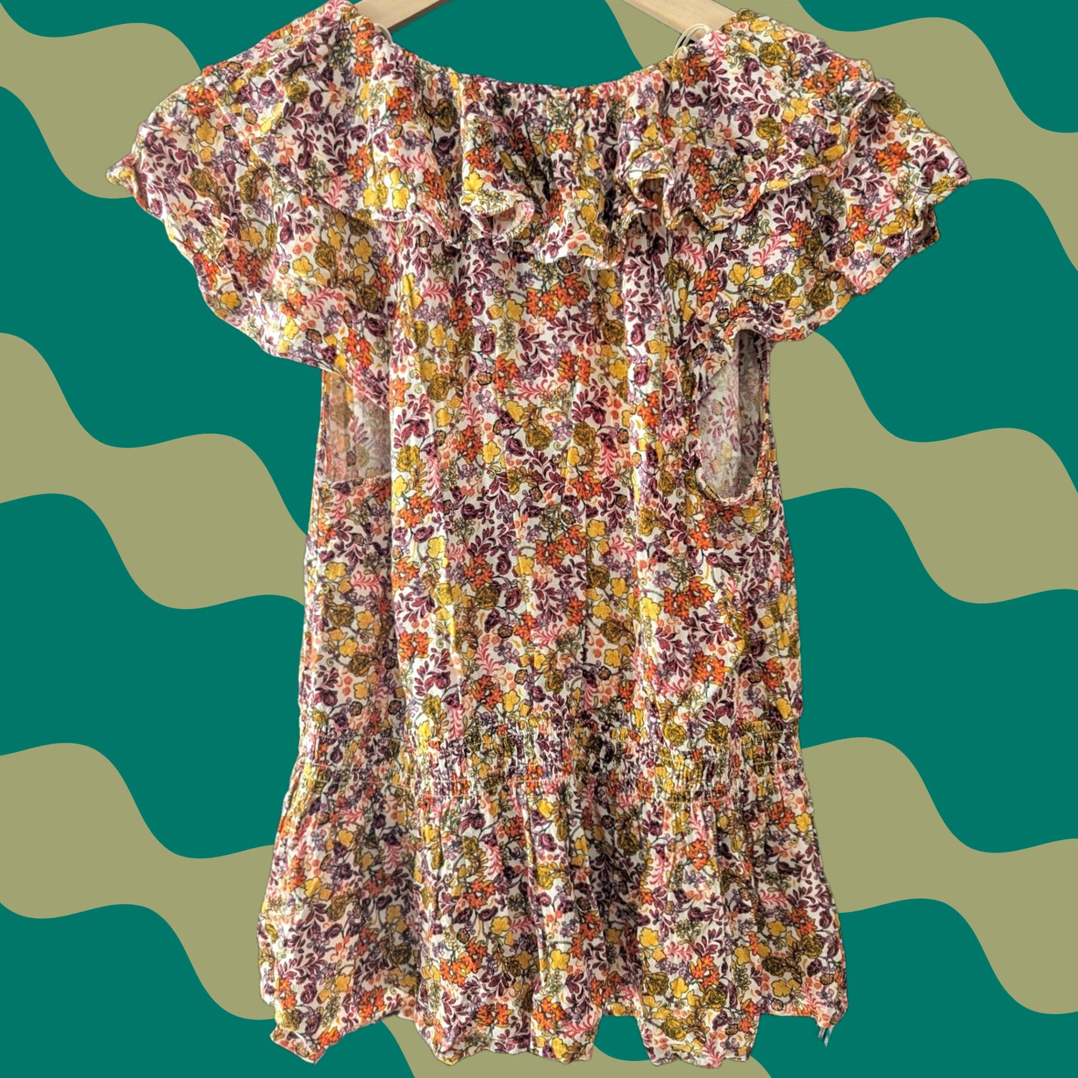 Old Navy Old Navy Floral Ruffle Peplum Blouse Smocked Waist Flutter Sleeve Multicolor M Shirt Women Adult M Multicolor Floral Blouse Spring Summer Size M / US 6-8 / IT 42-44 - 1 Thumbnail