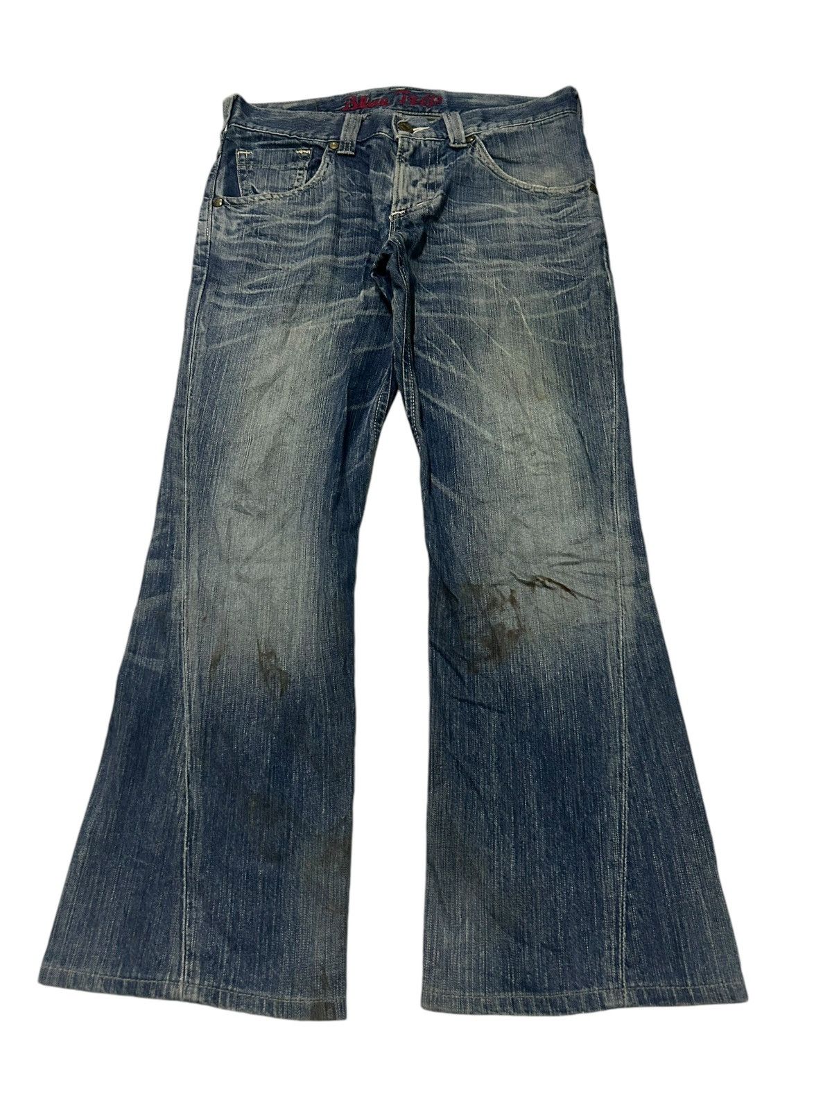 Japanese Brand × Kapital × Vintage 💥Flare💥 Edwin Blue Trip Mud Wash Distressed Rare Denim 🎌☠️☠️🎌 Size US 33 - 13 Thumbnail