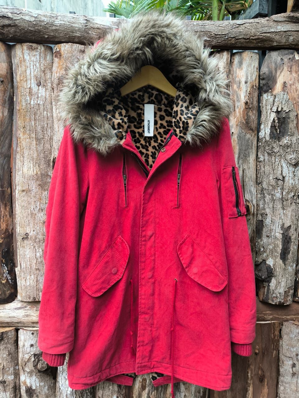 Attachment × Japanese Brand × Kazuyuki Kumagai Attachment Red Jacket Attacment with Lining Leopard Size M / US 6-8 / IT 42-44 - 7 Thumbnail