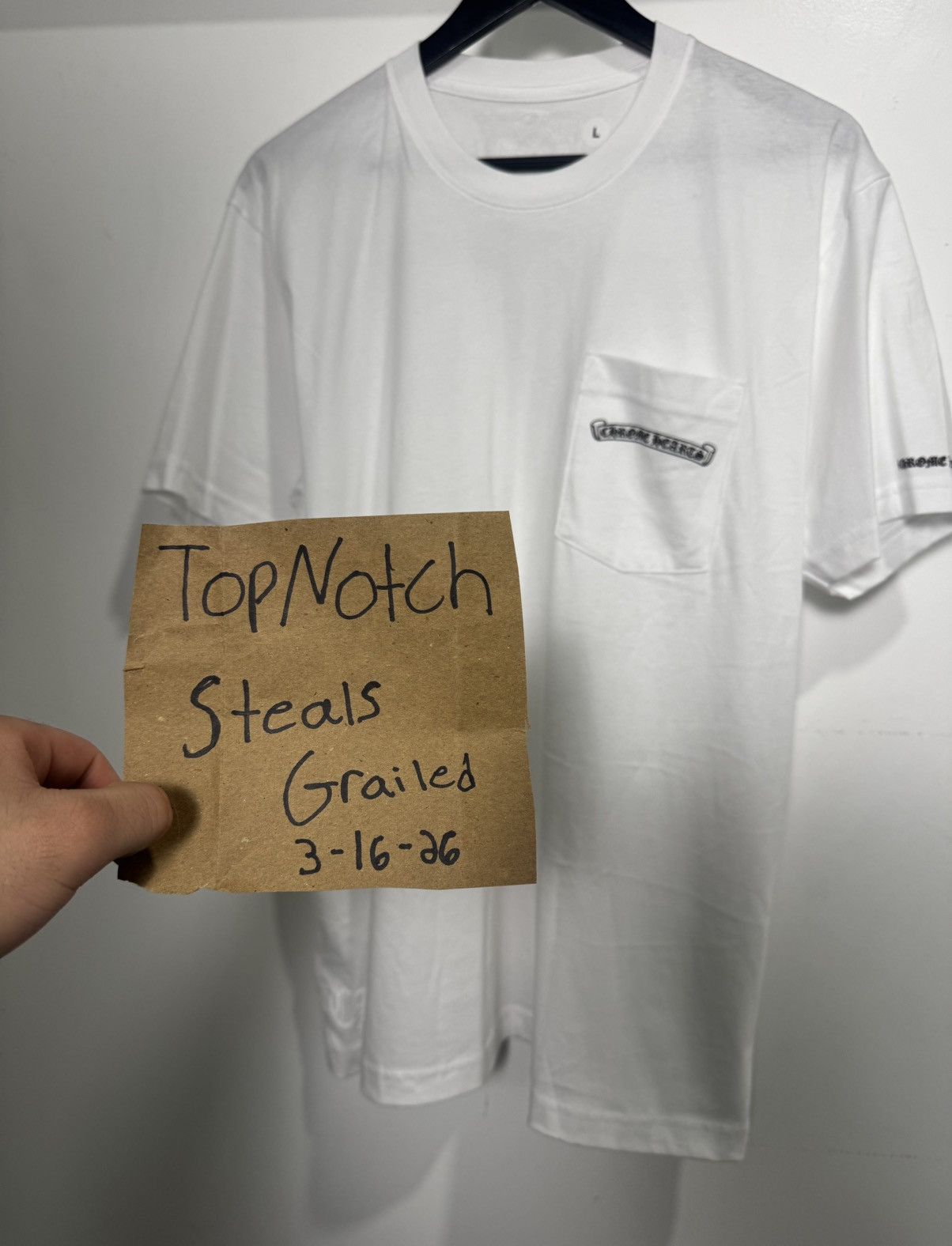 Chrome Hearts Chrome Hearts Scroll Logo Pocket T-shirt White Size US L / EU 52-54 / 3 - 2 Thumbnail