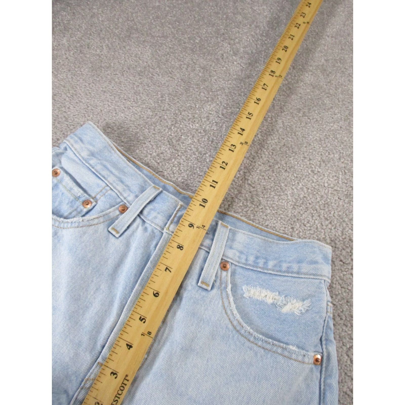 Levi's Levi's 501 Shorts Womens 24 Light Wash Denim Distressed Button Fly Cut Offs - 90s Classic, Blue, Regular, Casual Womens Shorties Size 42" / US 20 - 5 Thumbnail