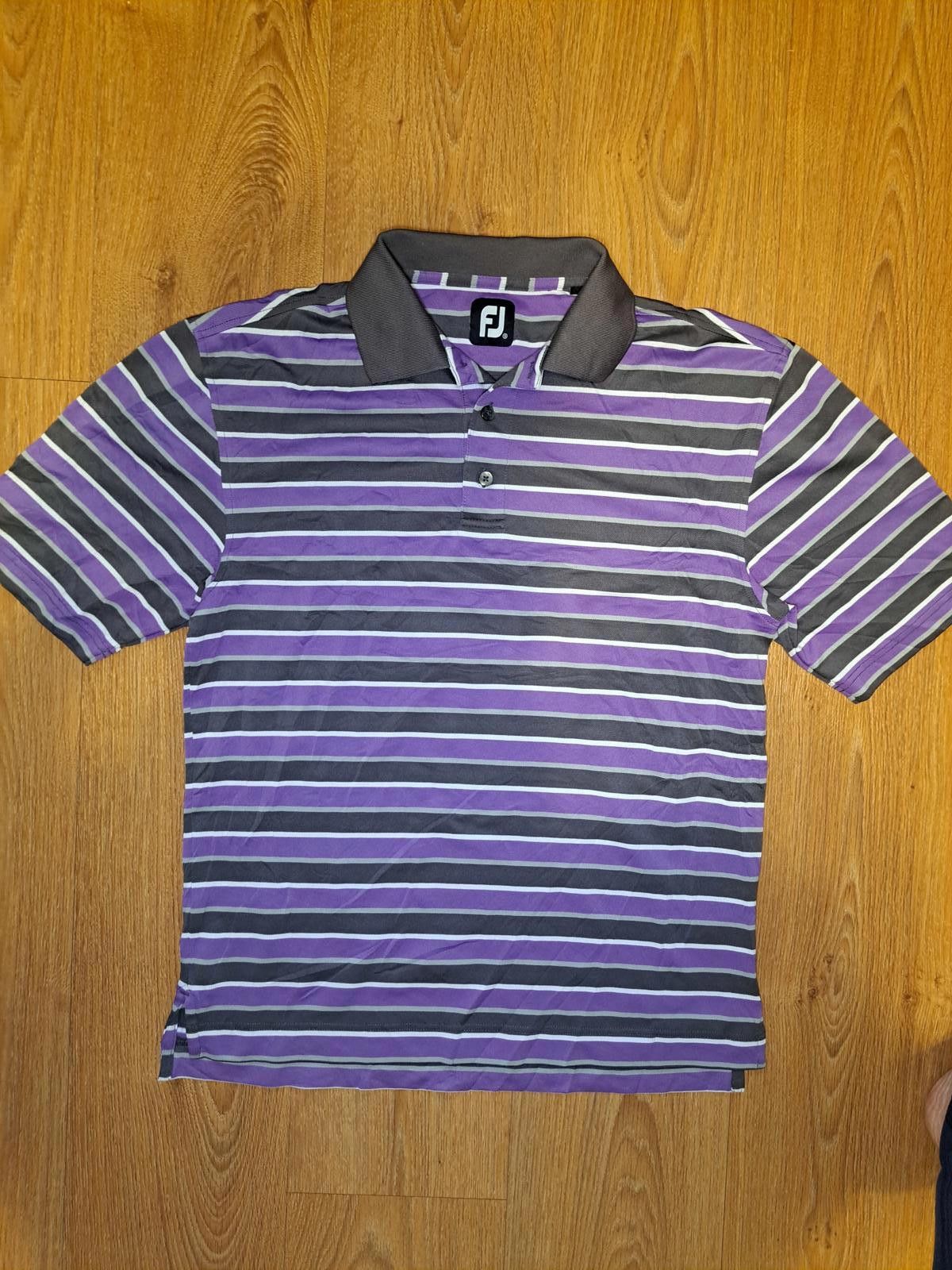 Footjoy FootJoy Golf Polo Shirt Mens Medium Purple Gray Striped Size US M / EU 48-50 / 2 - 1 Thumbnail