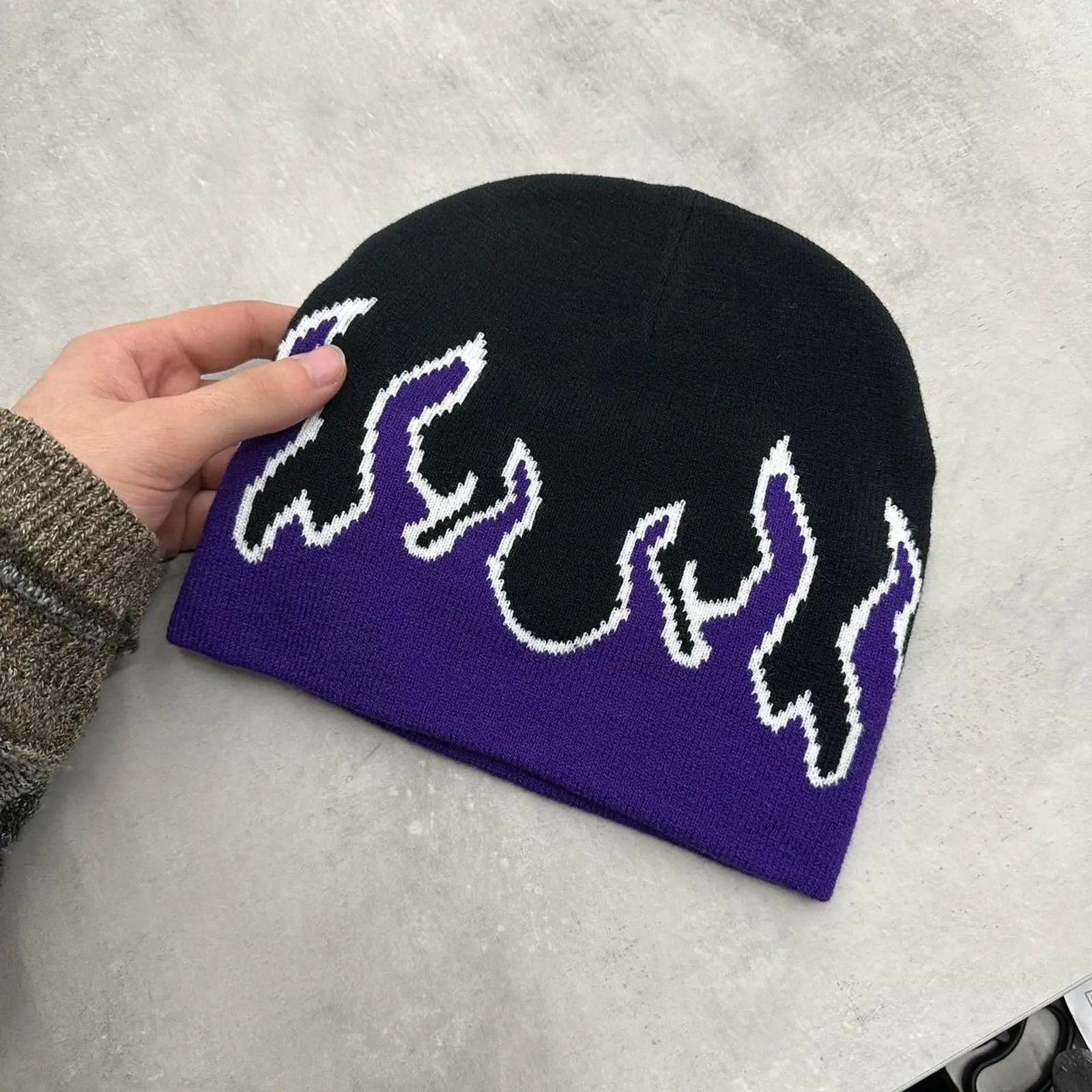 Other Vintage Style Purple Flame Beanie Hat Size ONE SIZE - 1 Thumbnail
