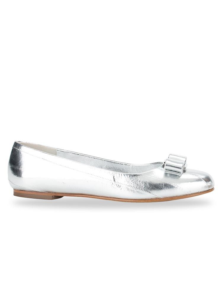 Salvatore Ferragamo o1s1rm1224 Varina Ballet Flats in Silver Size US 6.5 / IT 36.5 - 1 Thumbnail