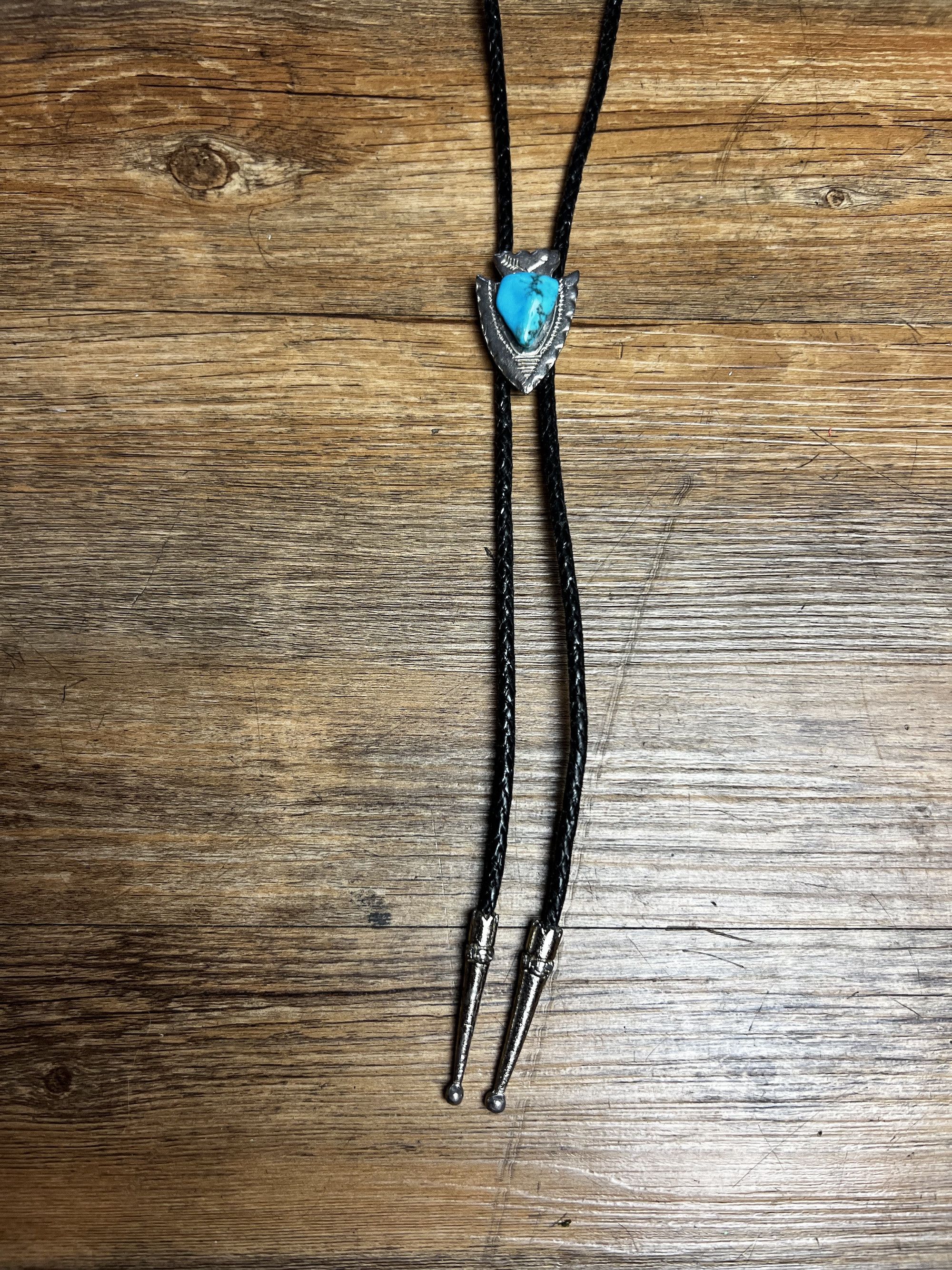 Vintage Vintage MCM Silver and Turquoise Bolo Neck Tie Size ONE SIZE - 2 Thumbnail