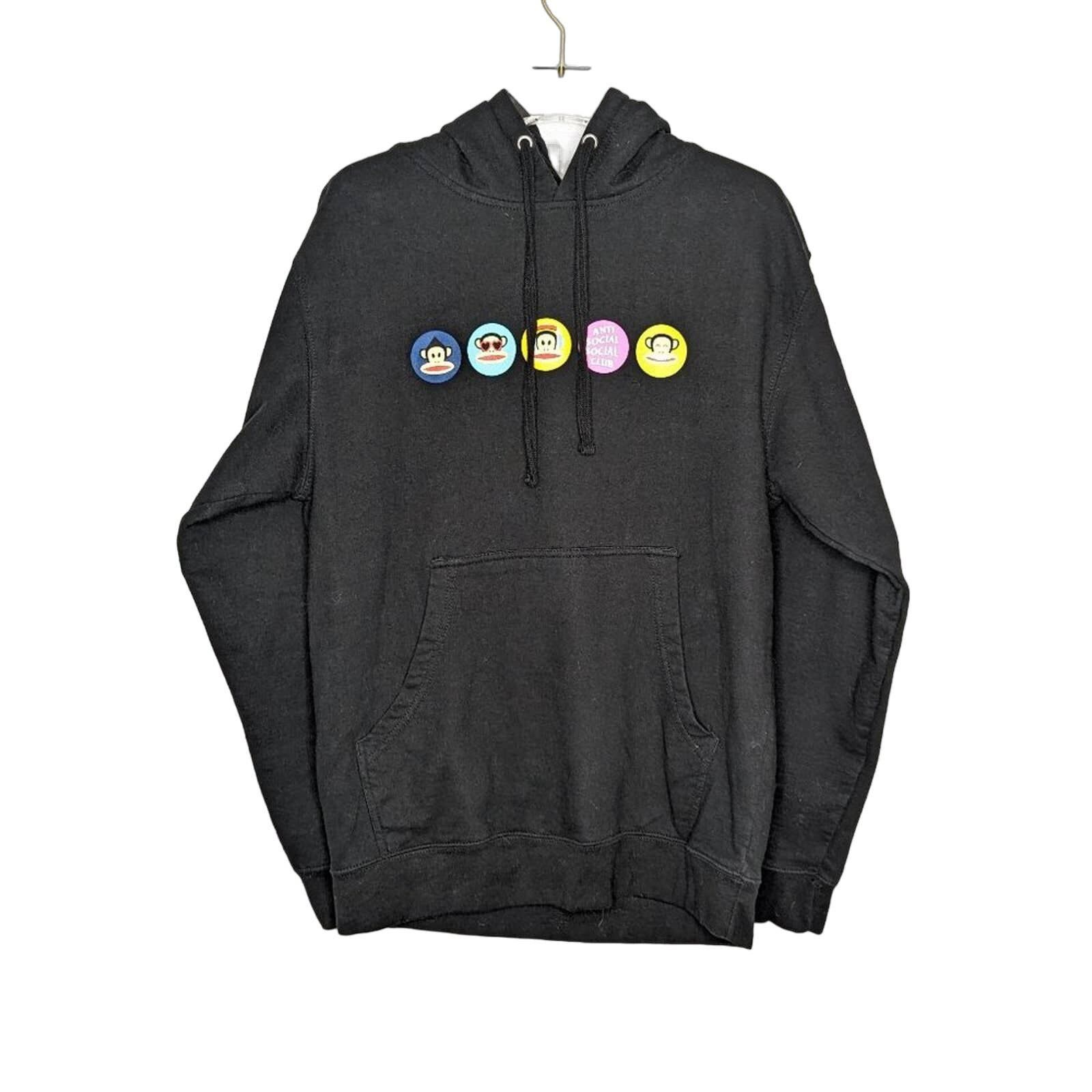 Image of Anti Social Social Club x Paul Frank Circles Graphic Hoodie in Black, Men's (Size Small)