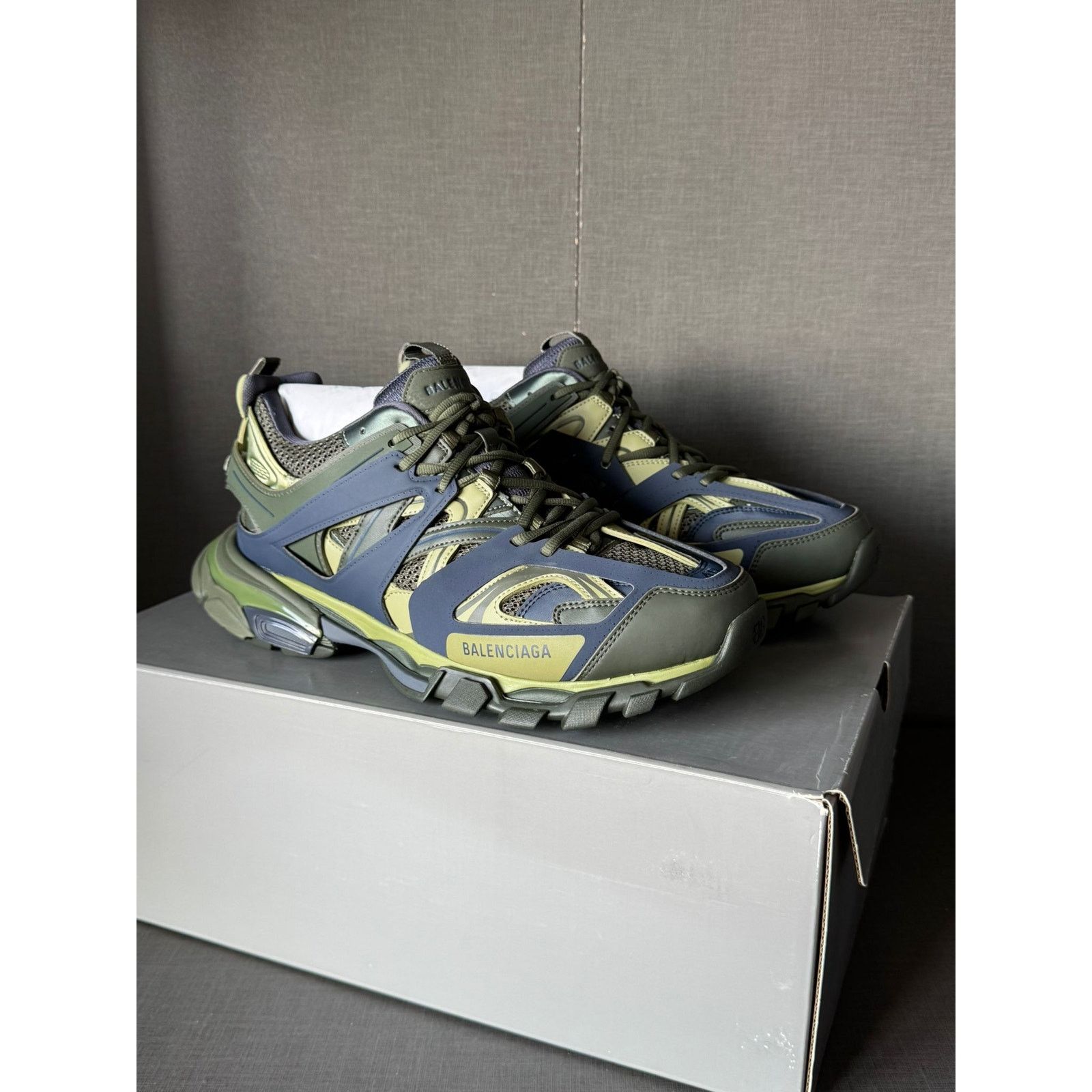 Balenciaga o1alis0126 Tricolor Mesh Rubber Track Sneaker Kaki/Dark Grey Size US 12 / EU 45 - 1 Thumbnail