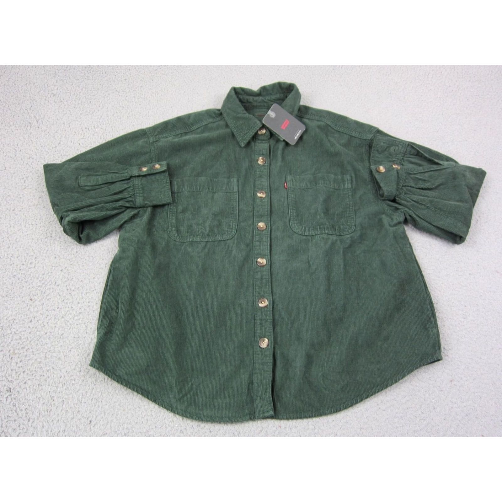 Levi's Levi's Shirt Women Large Green Corduroy Western Button Cowgirl Rodeo Classic NWT Size L / US 10 / IT 46 - 2 Thumbnail