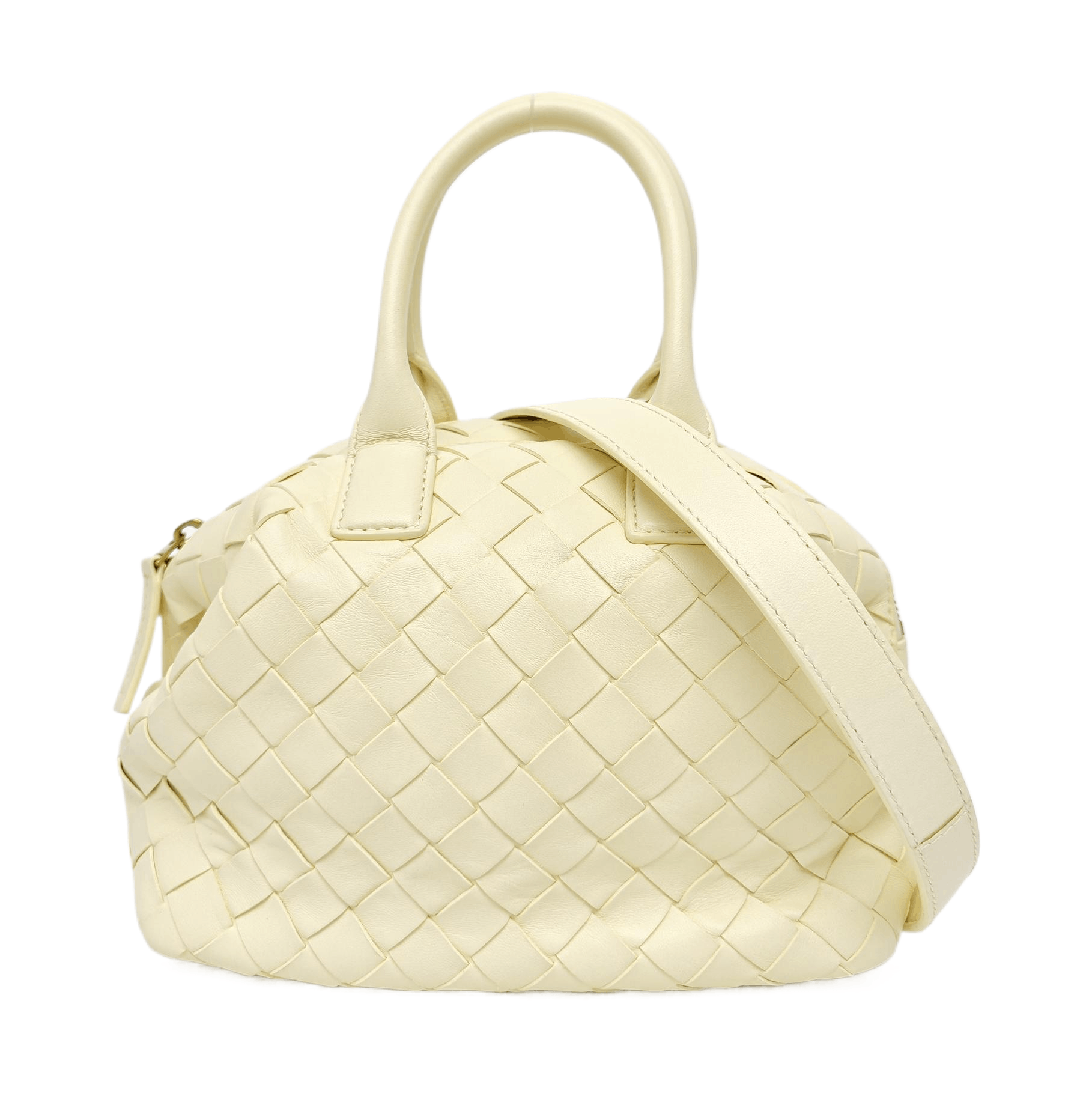 Bottega Veneta Intrecciato Leather Handle Bag in Yellow, Women's
