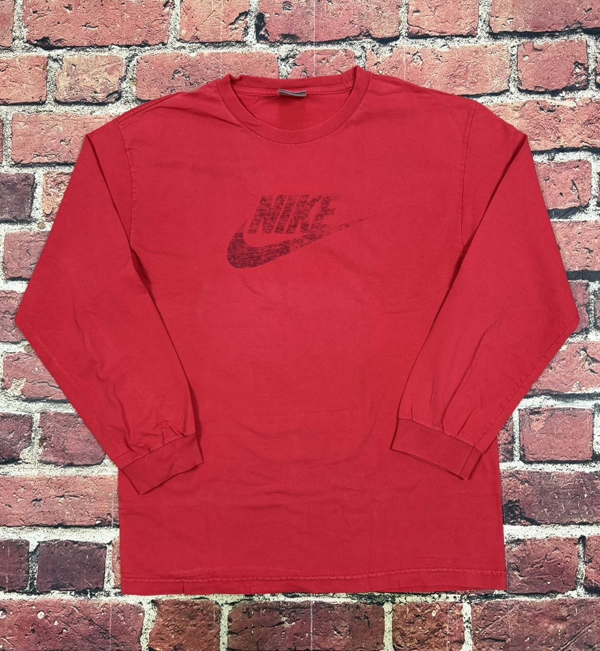 Nike Y2K Vintage Nike Long Sleeve Swoosh Graphic Tee Distressed Size US L / EU 52-54 / 3 - 1 Thumbnail