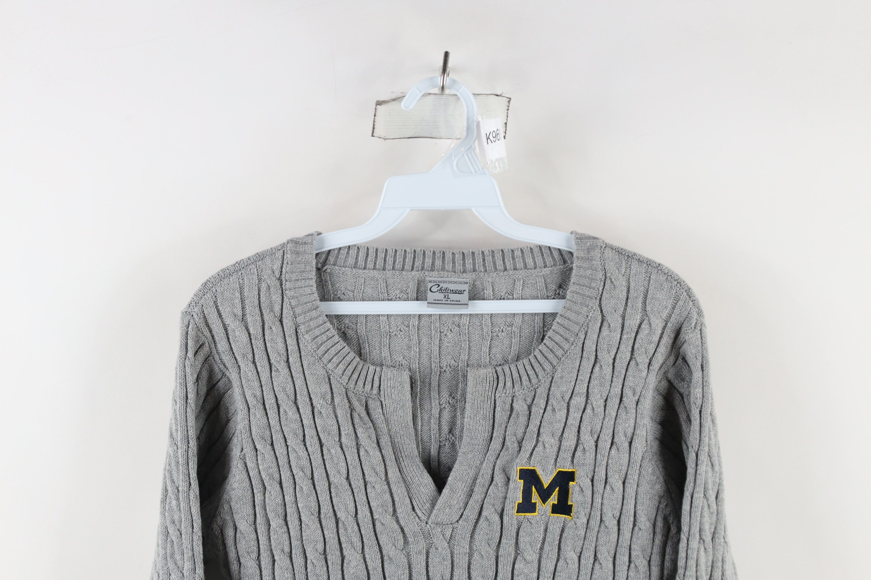 Vintage Deadstock Vintage of Michigan Block M Cable Knit Sweater Size XL / US 12-14 / IT 48-50 - 2 Thumbnail
