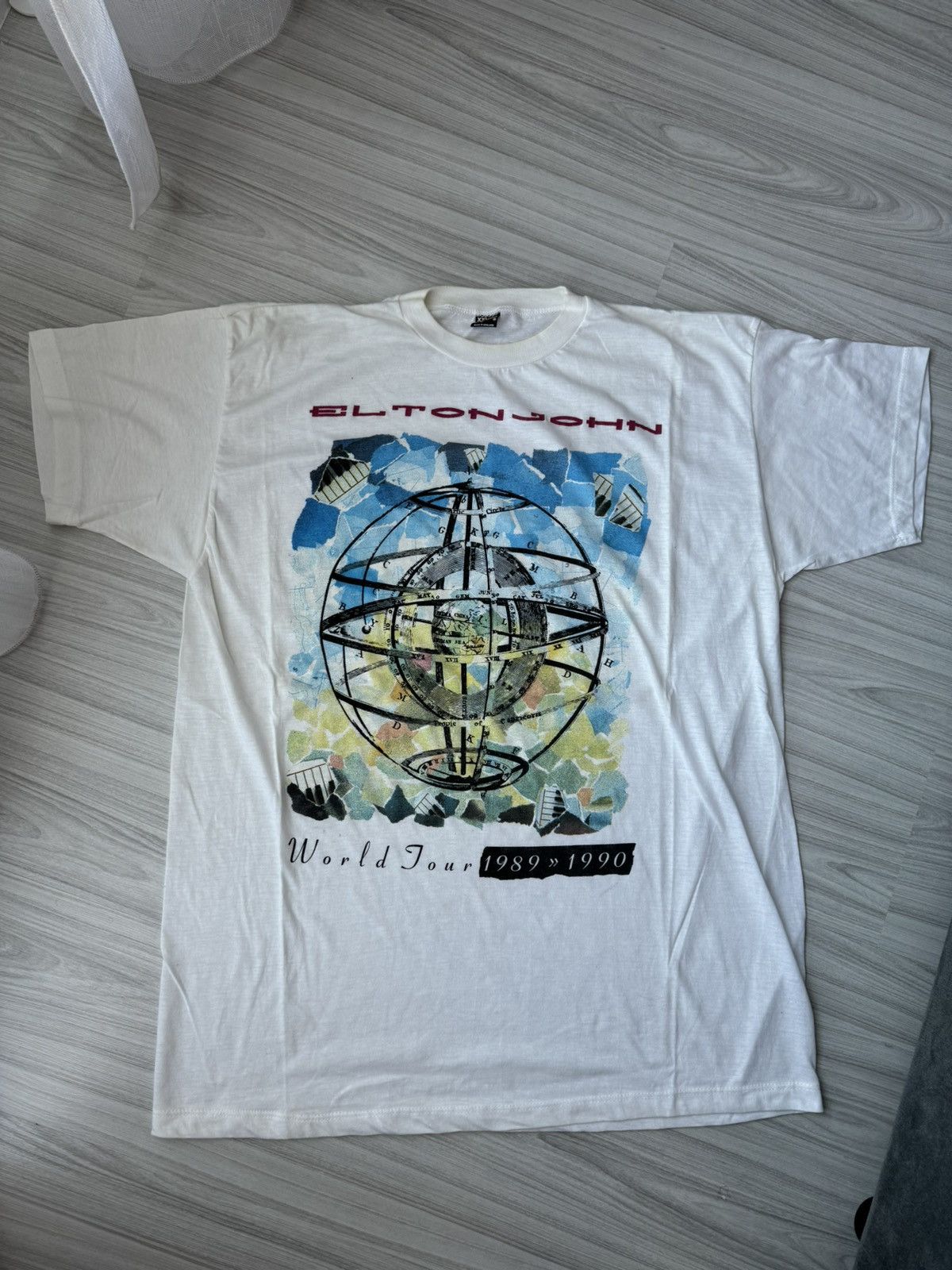 Band Tees × Vintage Vintage Elton John 1989-1990 World Tour T-Shirt White Size US XL / EU 56 / 4 - 1 Thumbnail