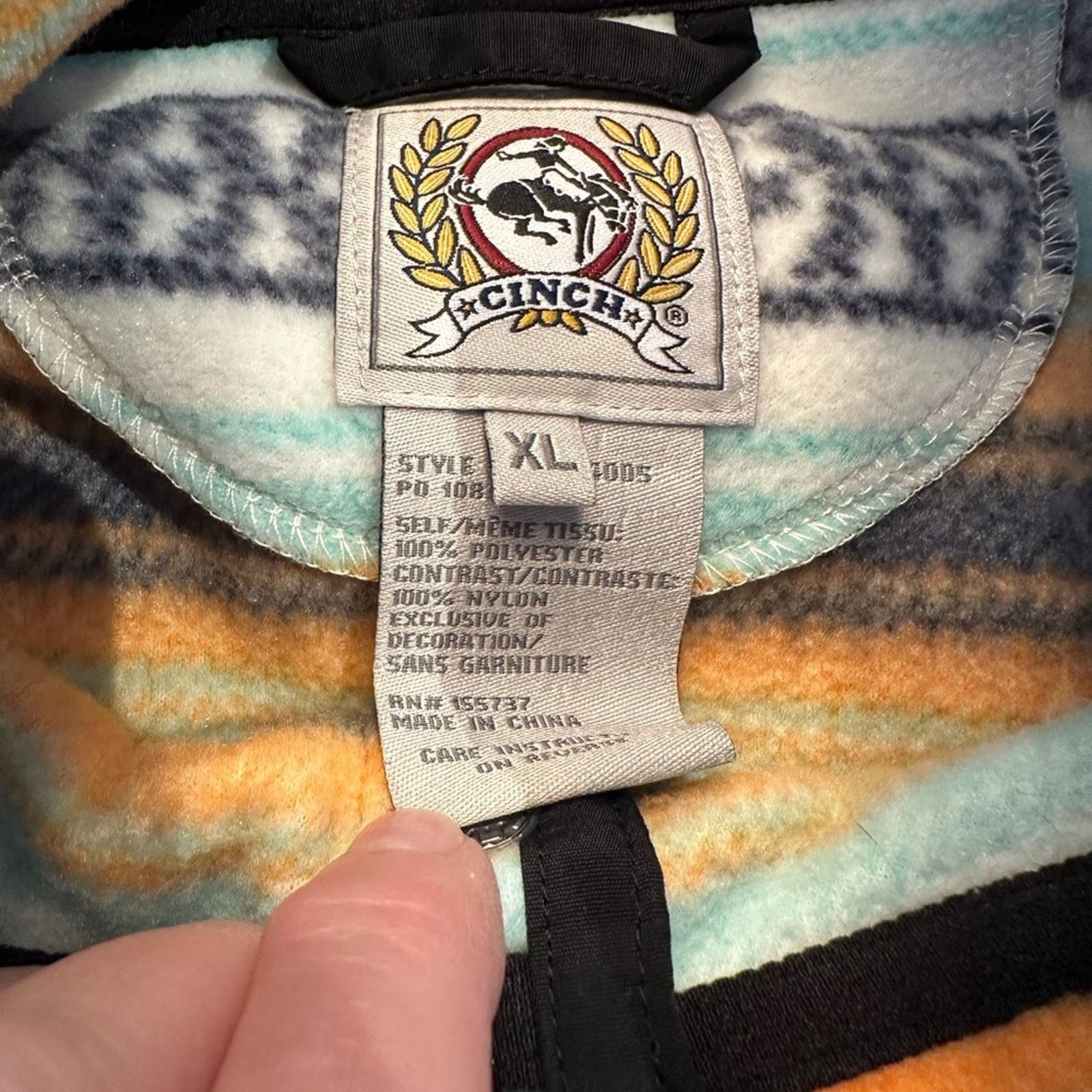 CINCH Cinch XL Fleece Quarter Snap Striped Multicolor Pullover Size US XL / EU 56 / 4 - 3 Thumbnail