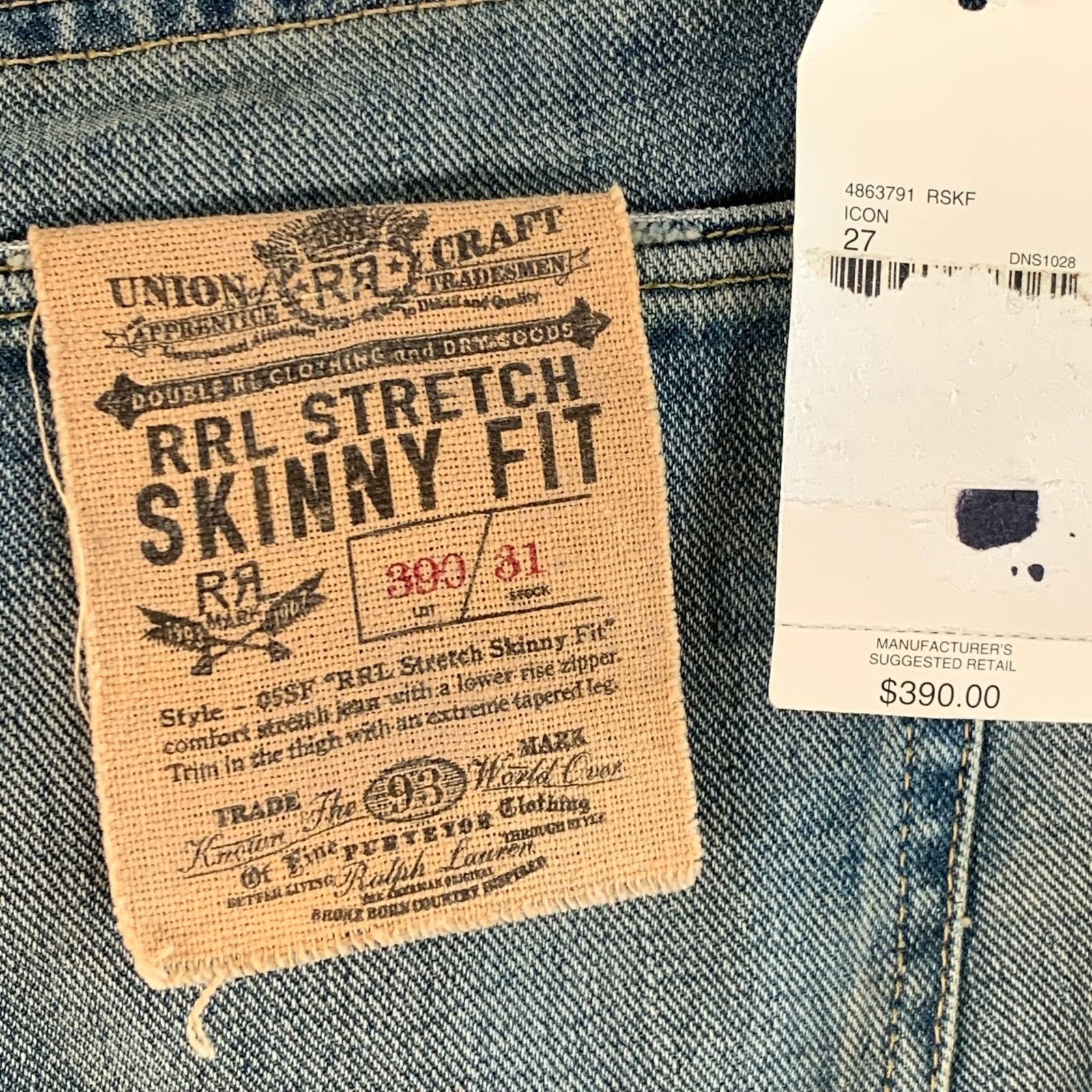 Ralph Lauren 27 Blue Distressed Cotton Blend Skinny Selvedge Jeans Size US 27 - 6 Thumbnail