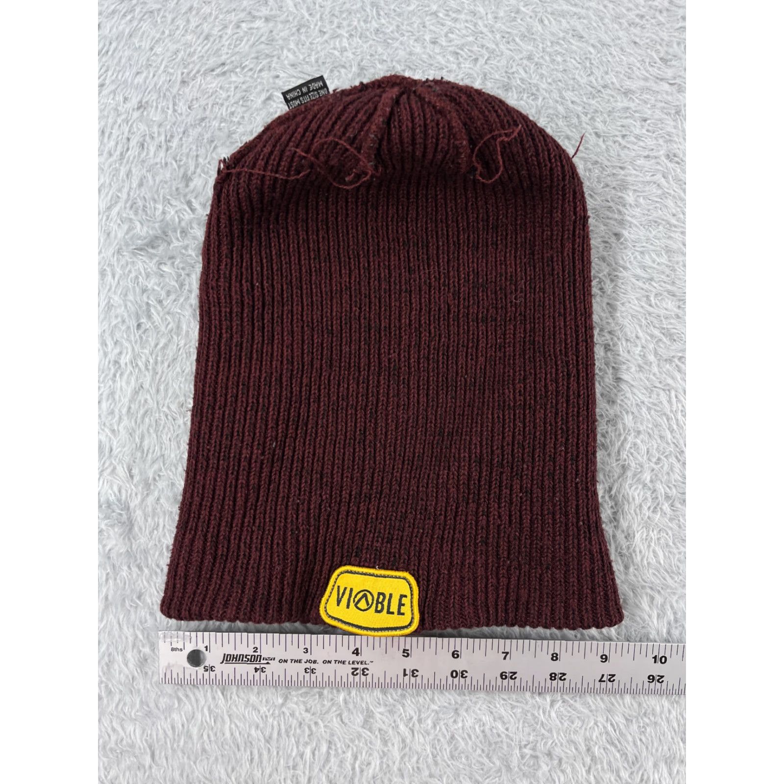 Vintage Viable Beanie Toque Adult One Size Burgundy Knit 100% Acrylic Skate Skateboard Hat Mens Beanie One Size Burgundy Viable Acrylic Knit Size ONE SIZE - 4 Thumbnail