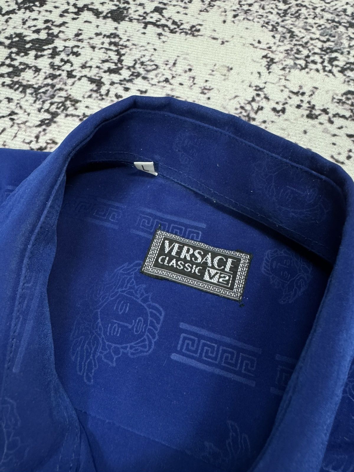 Versace Rare Versace Monogram 80-90s shirt Bootleg Luxury XL Blue Size US L / EU 52-54 / 3 - 4 Thumbnail