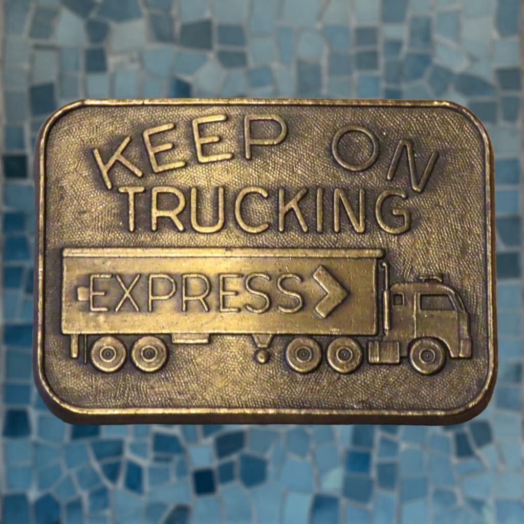 Express VINTAGE Keep on Trucking Express Semi Truck Belt Buckle 3" x 2.25" Brass Unbranded Adult Unisex Vehicles/Transportation 70s? Advertising Buckle Size ONE SIZE - 1 Thumbnail