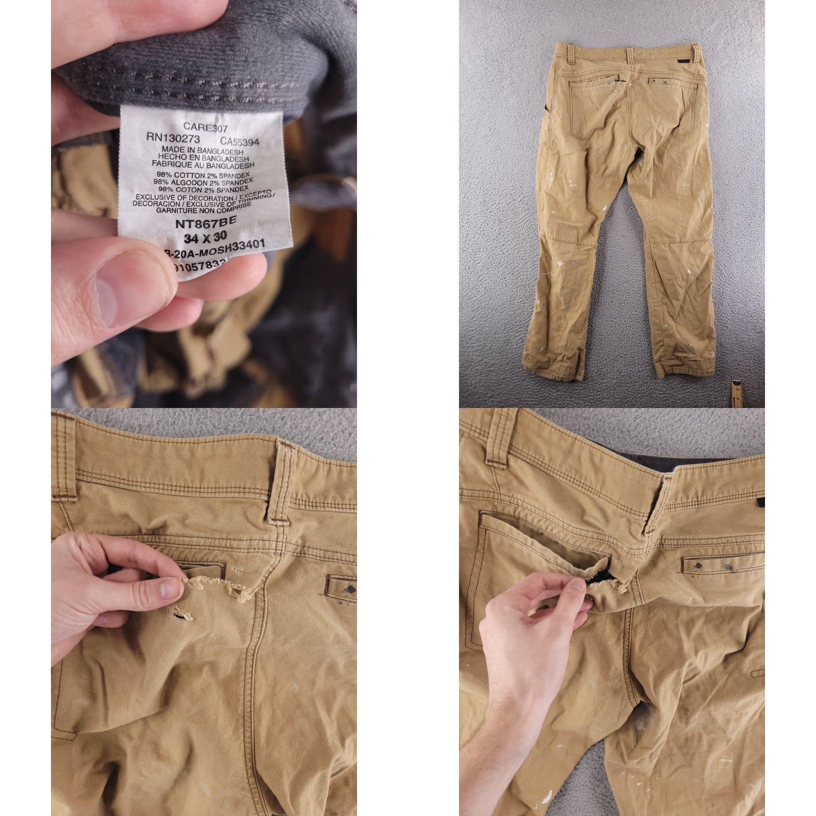 Wrangler Wrangler Pants Mens 34x29 Brown Straight Distressed Grunge Paint Stained Size US 34 / EU 50 - 8 Thumbnail
