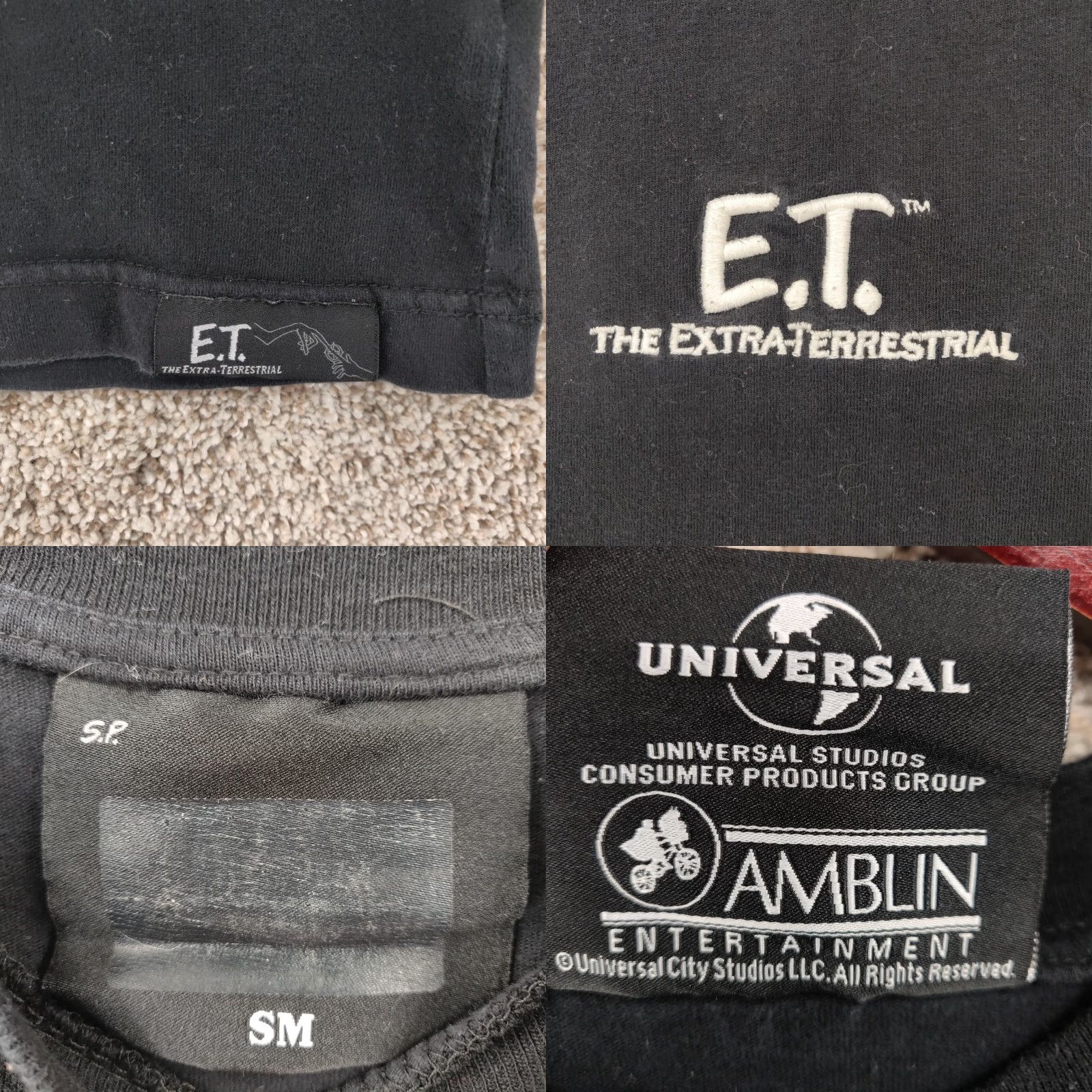 Vintage Universal Studios ET Shirt Mens Small S Black Short Sleeve Extra Terrestrial Size US S / EU 44-46 / 1 - 8 Thumbnail