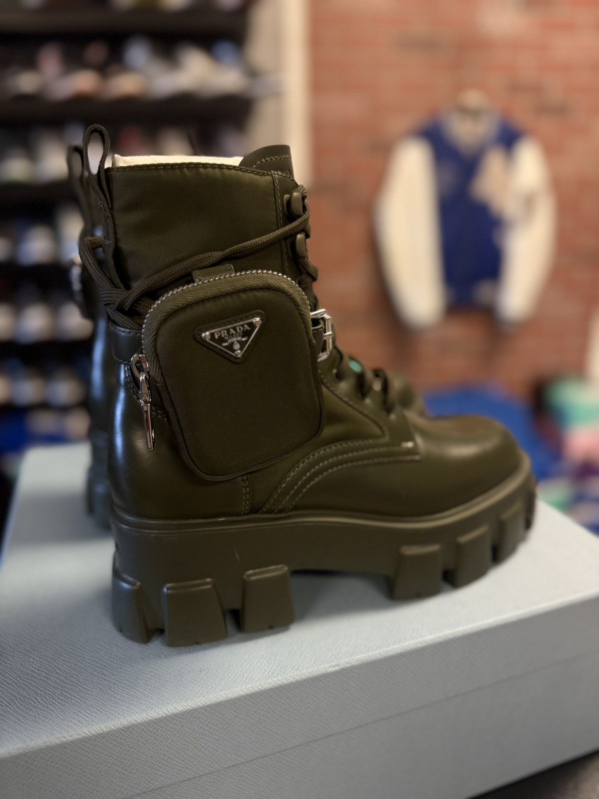 Prada Prada High Top Green Combat Boots Size 39 NEW $1750 Retail Size US 9 / IT 39 - 2 Thumbnail