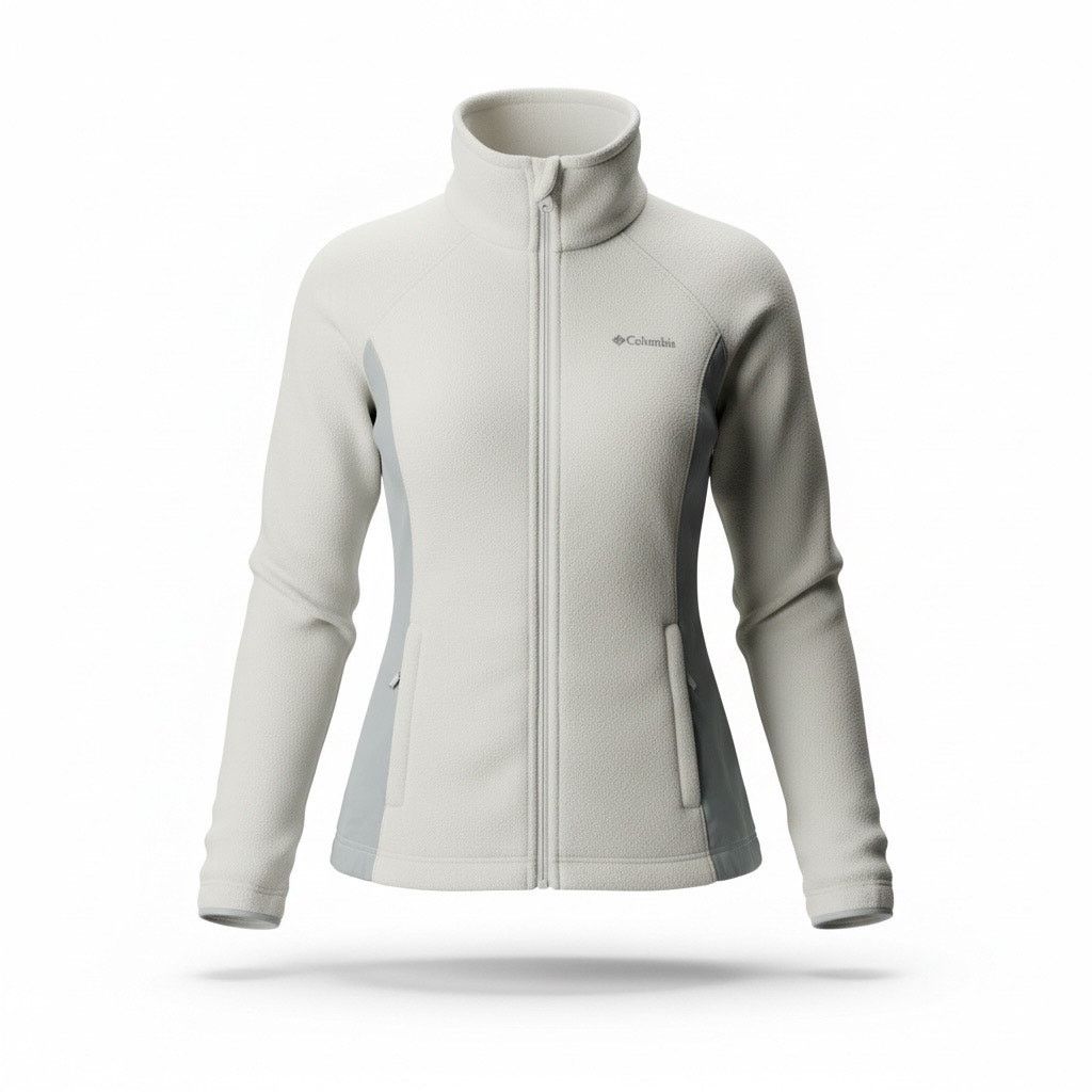Columbia Columbia Women’s Small White Gray Fleece Jacket Full Zip Size S / US 4 / IT 40 - 1 Thumbnail
