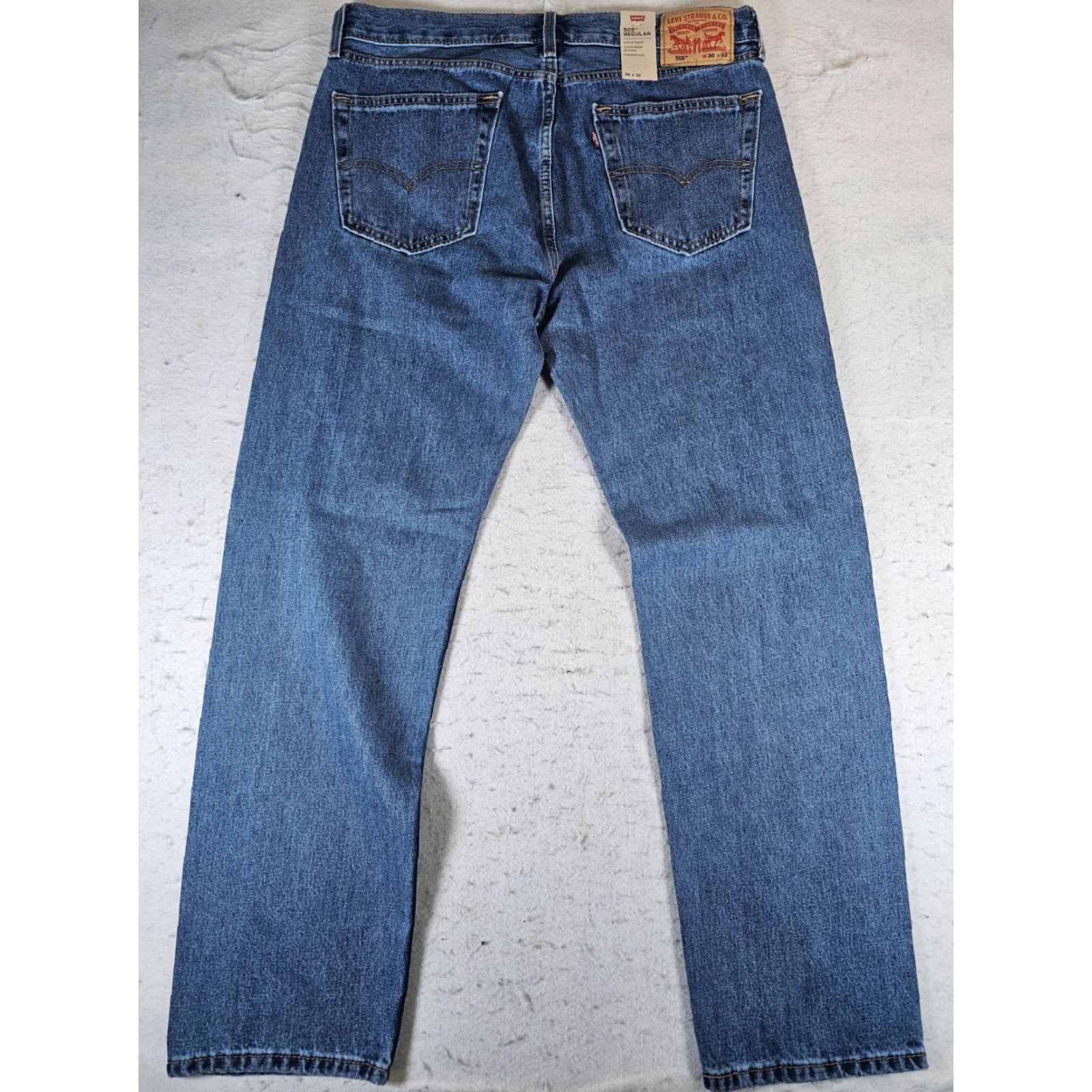 Levi's VINTAGE Levi's Jeans 505 Regular Straight Men's 36x32 Blue Denim Medium Wash + Logo Pocket 5-Pocket Design USA 90s Style Mens Size US 36 / EU 52 - 6 Thumbnail