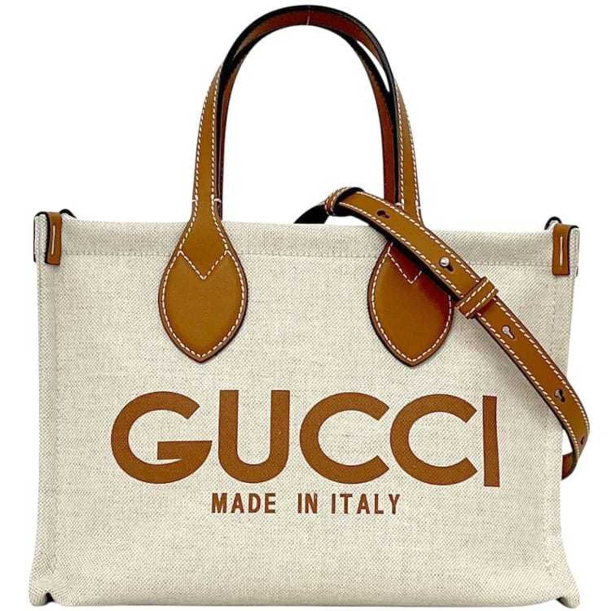 Gucci Gucci 2-way print handbag f-25014 beige camel brown 772144 unused canvas and leather 520981 GUCCI tote shoulder bag crossbody women's Size ONE SIZE - 1 Thumbnail