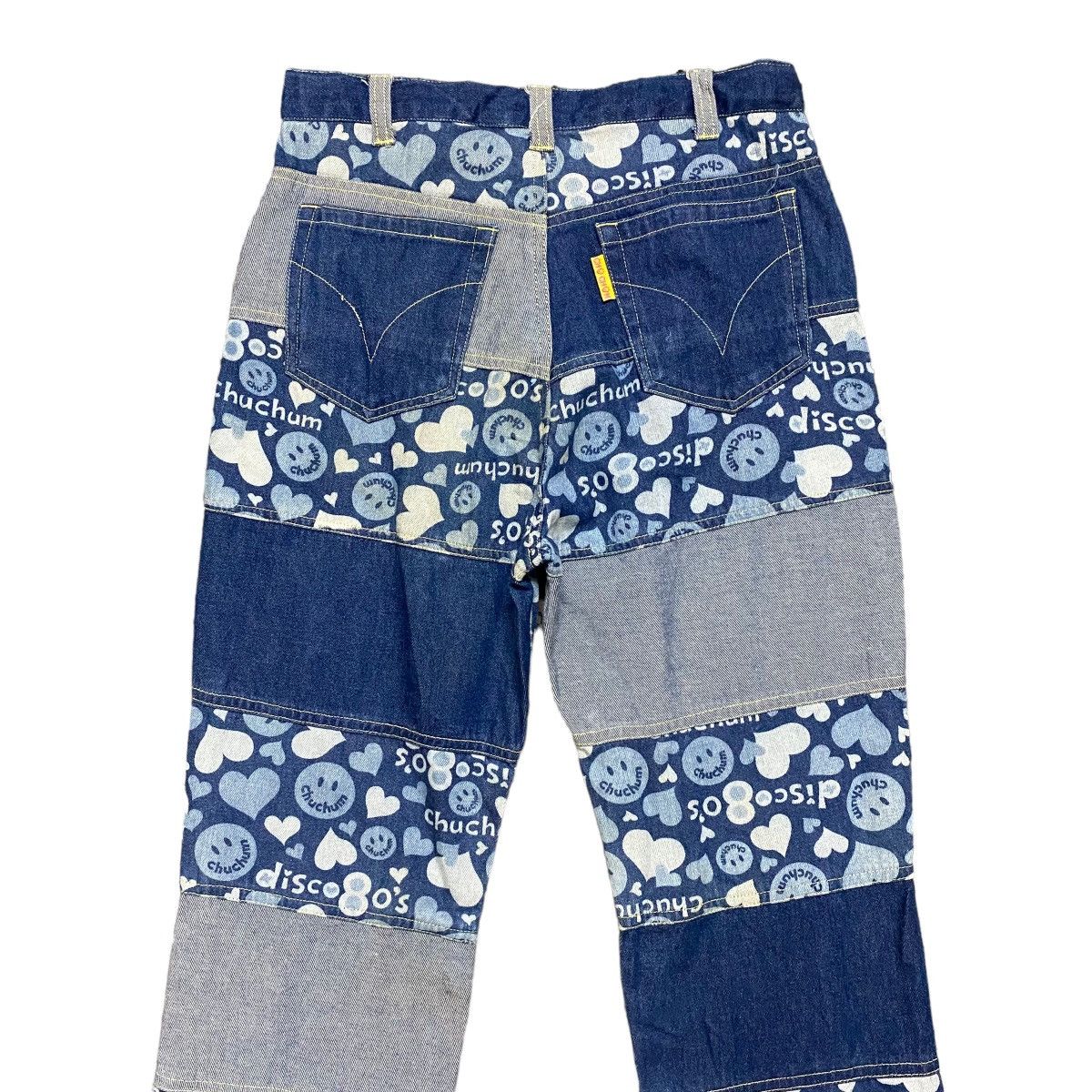 Hysteric Glamour Chuchum Smiley Hippie Denim Patchwork Flare Pants Size 26" / US 2 / IT 38 - 10 Thumbnail