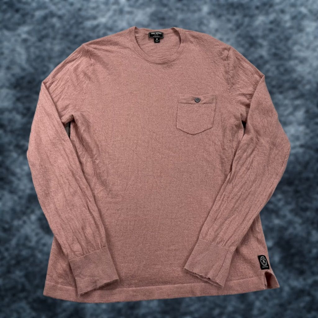 Todd Snyder VINTAGE Todd Snyder Sweater Mens Medium Pink 100% Cashmere Crewneck Pocket Long Sleeve Size US M / EU 48-50 / 2 - 1 Thumbnail