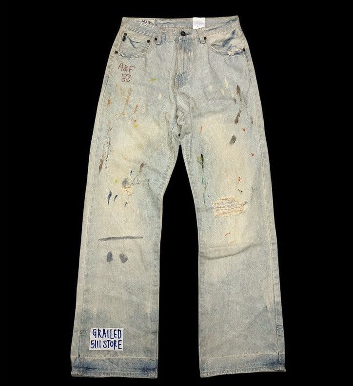 Abercrombie & Fitch WIDE LEG A&F PAINTED DISTRESSED DENIM Size US 30 / EU 46 - 1 Thumbnail