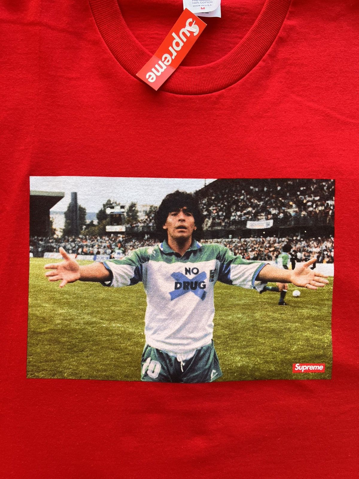 Supreme M Supreme Maradona Tee Red T-shirt football diego drugs new Size US M / EU 48-50 / 2 - 3 Thumbnail