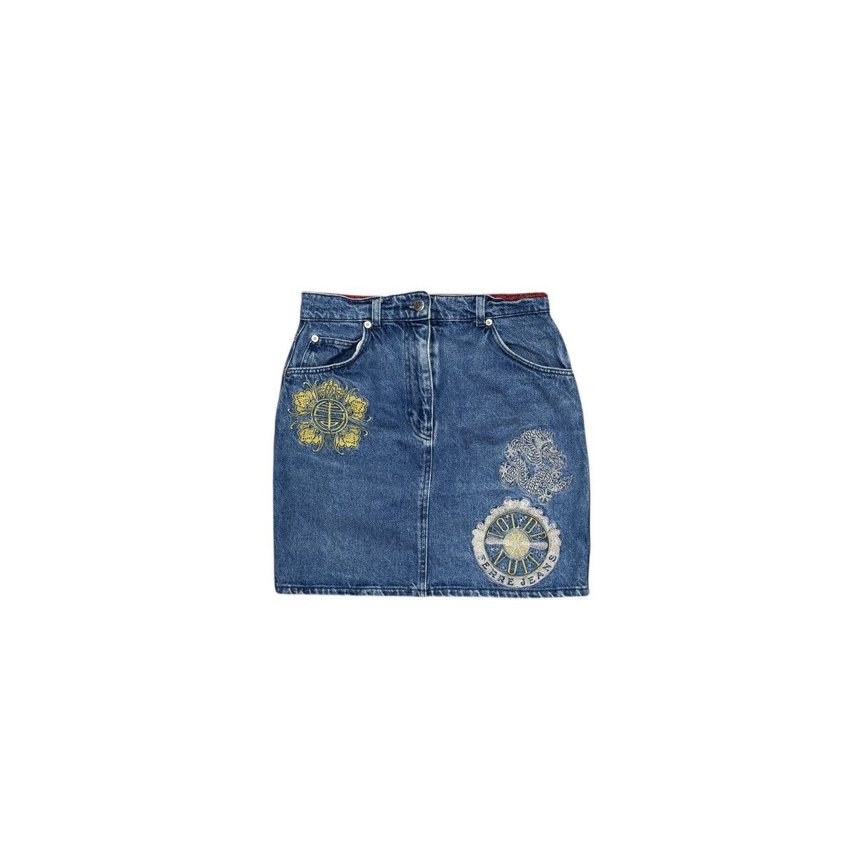Ferre × Vintage Vintage Ferre Jeans Embroidered Logo Denim Skirt Size M Size 34" / US 12 / IT 48 - 1 Thumbnail