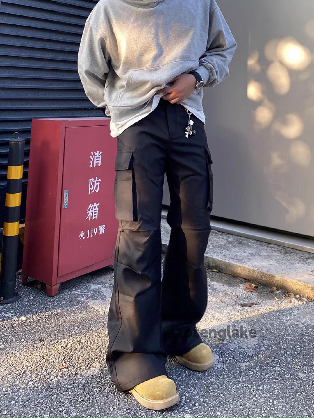 utility punk grunge bootcut flared pleased cargo pants