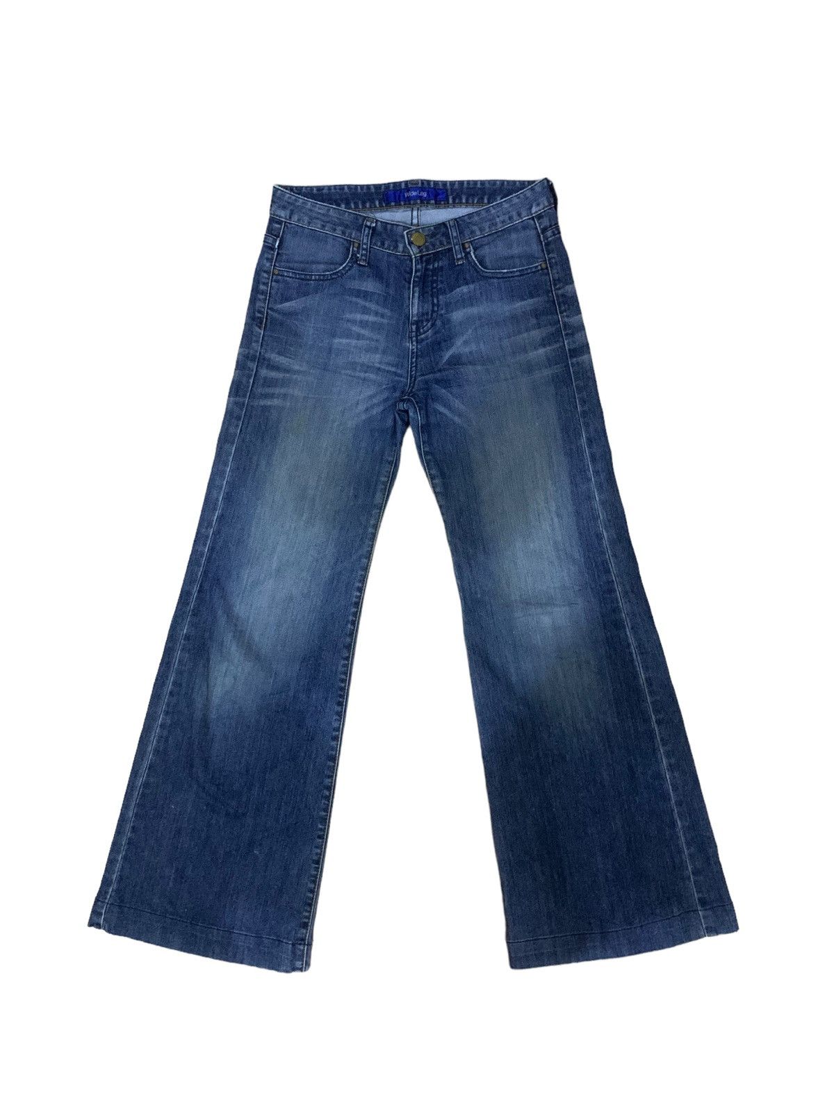Jun Takahashi × Uniqlo 🔥Flare🔥 Vintage Uniqlo Wide Leg Blue Wash Jeans Size US 28 / EU 44 - 1 Thumbnail