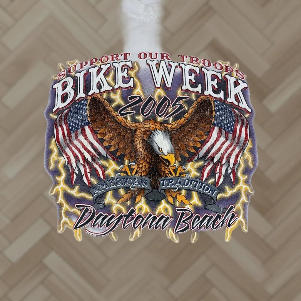 Vintage VINTAGE Bike Week Daytona Beach Shirt Men XL Eagle American Flag 13263 Size US XL / EU 56 / 4 - 1 Thumbnail