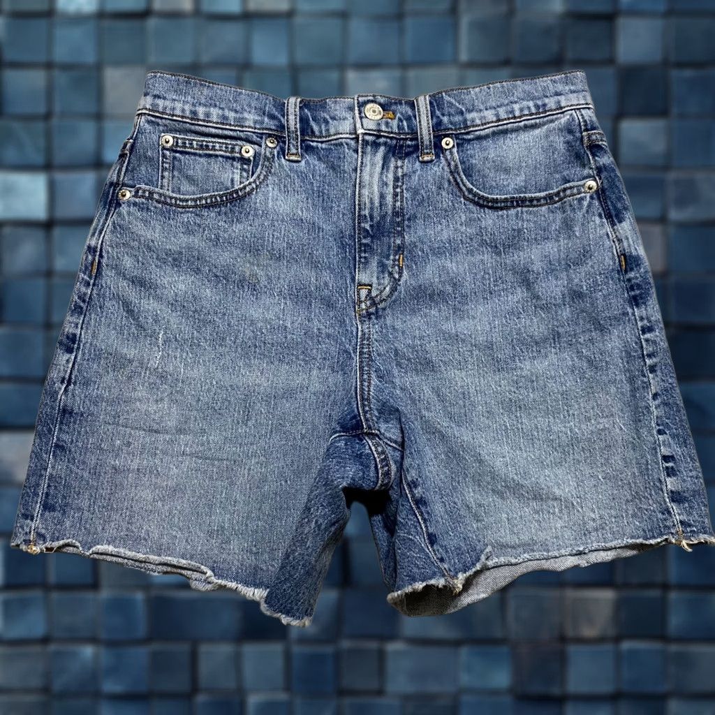 J.Crew J. Crew Jeans Short Blue Denim Cut-Off Distressed Medium Wash High Rise 27 Womens Regular 5-Pocket Design Cotton Spandex Boys? Size 27" / US 4 / IT 40 - 1 Thumbnail