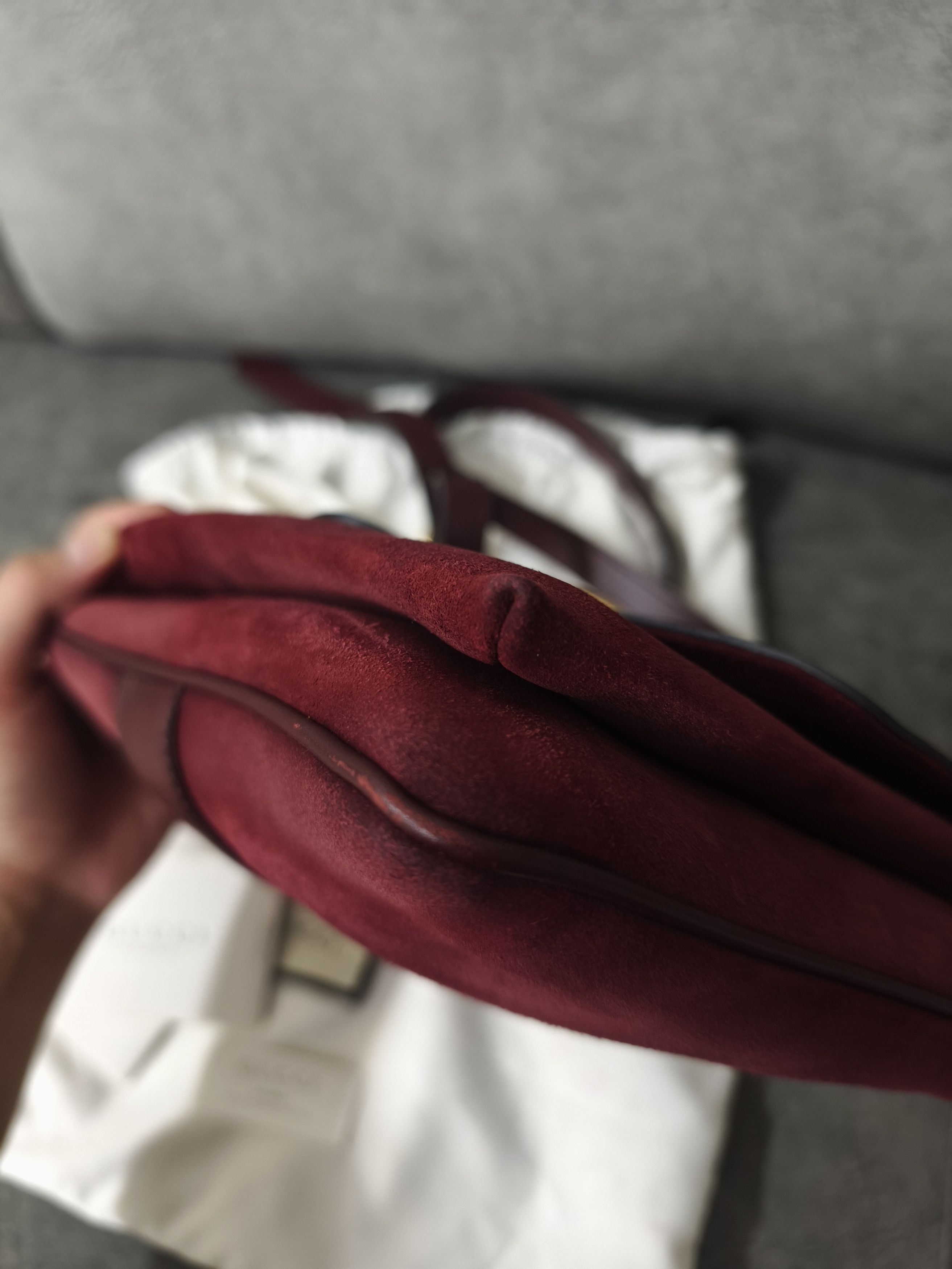 Gucci Gucci GG Marmont Suede Leather Shoulder Bag - Burgundy Size ONE SIZE - 7 Thumbnail